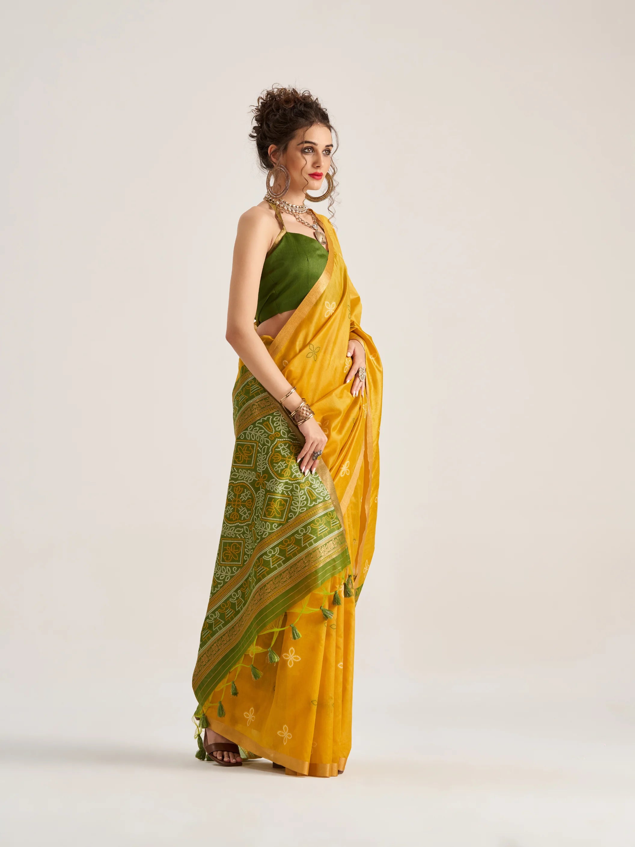 ART SILK BANDHEJ SAREE WITH BLOUSE