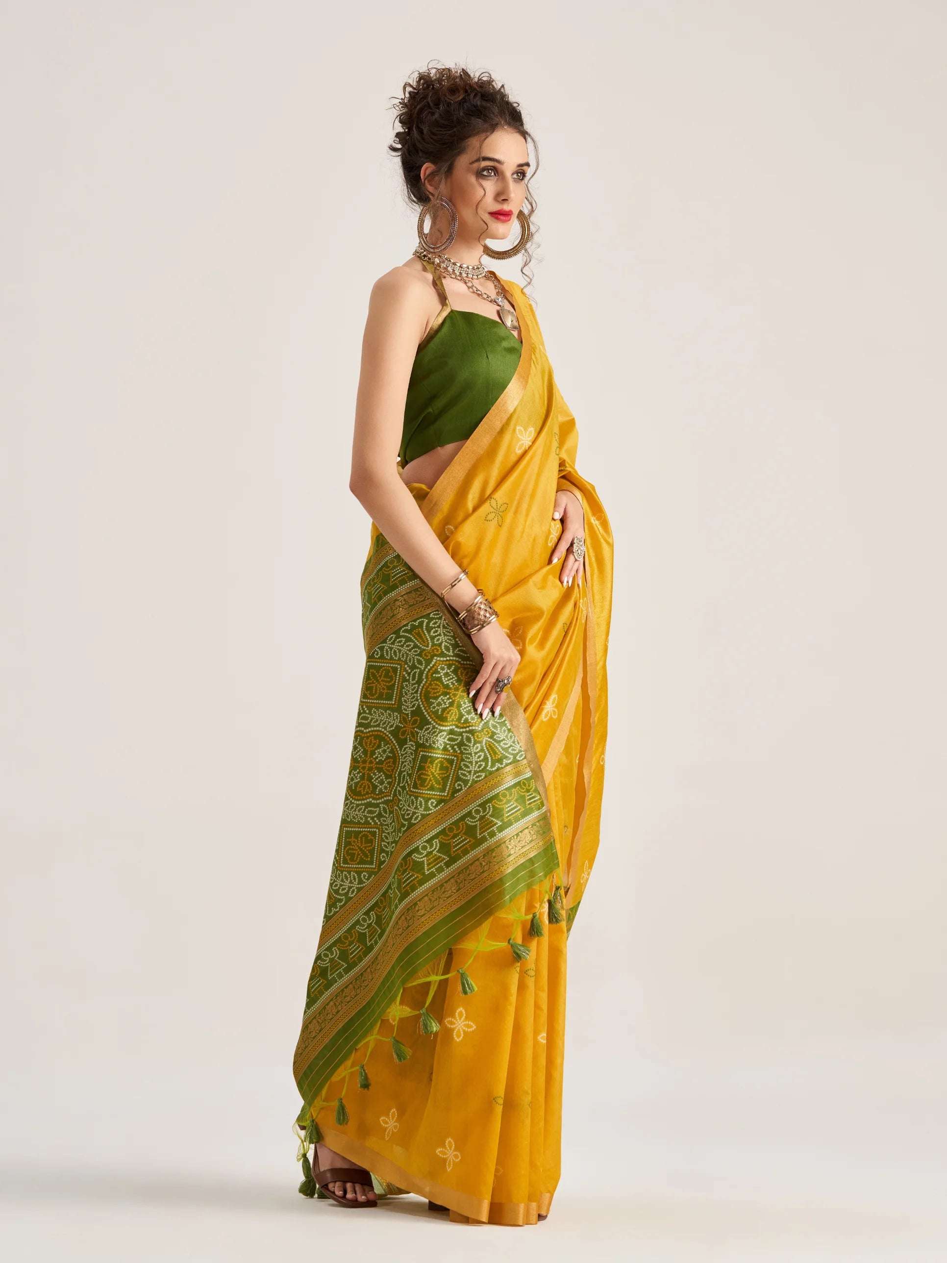 ART SILK BANDHEJ SAREE WITH BLOUSE