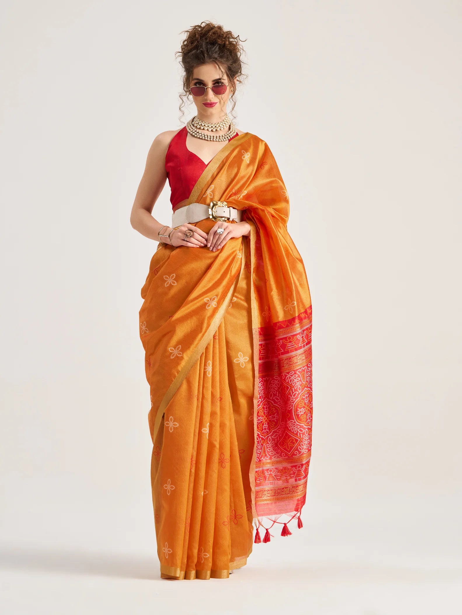 ART SILK BANDHEJ SAREE WITH BLOUSE