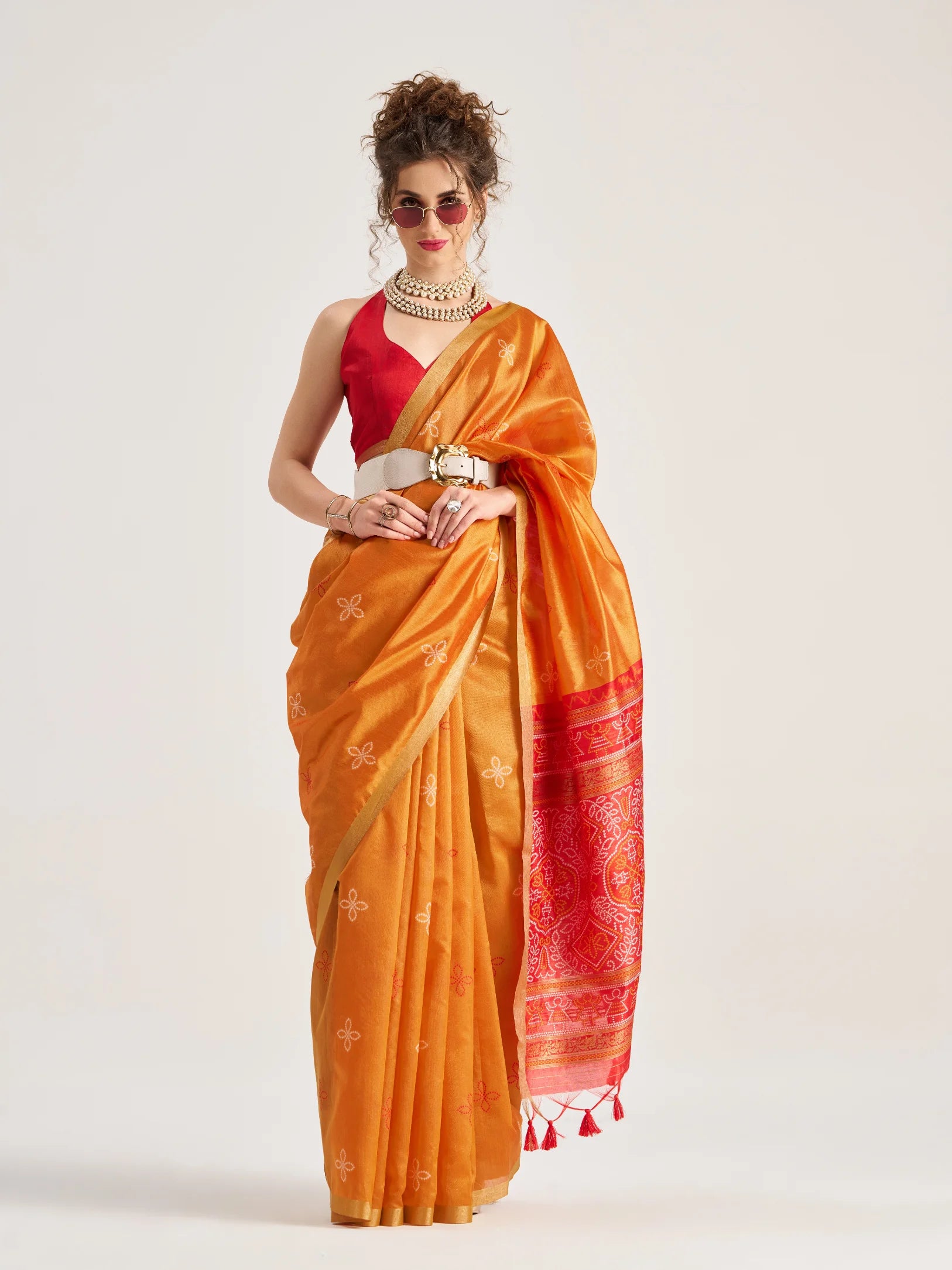 ART SILK BANDHEJ SAREE WITH BLOUSE