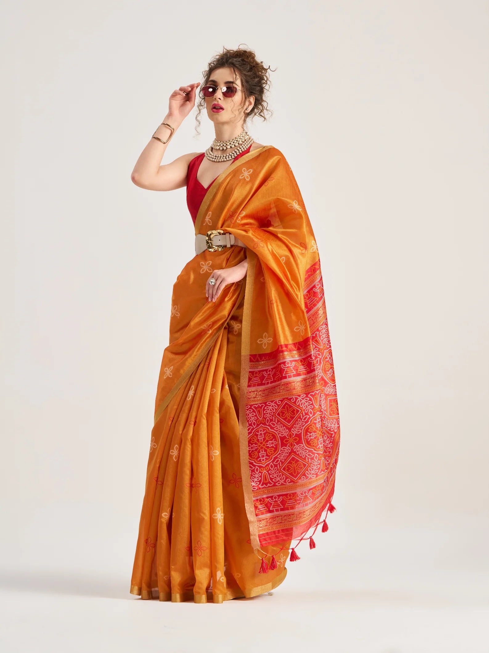 ART SILK BANDHEJ SAREE WITH BLOUSE