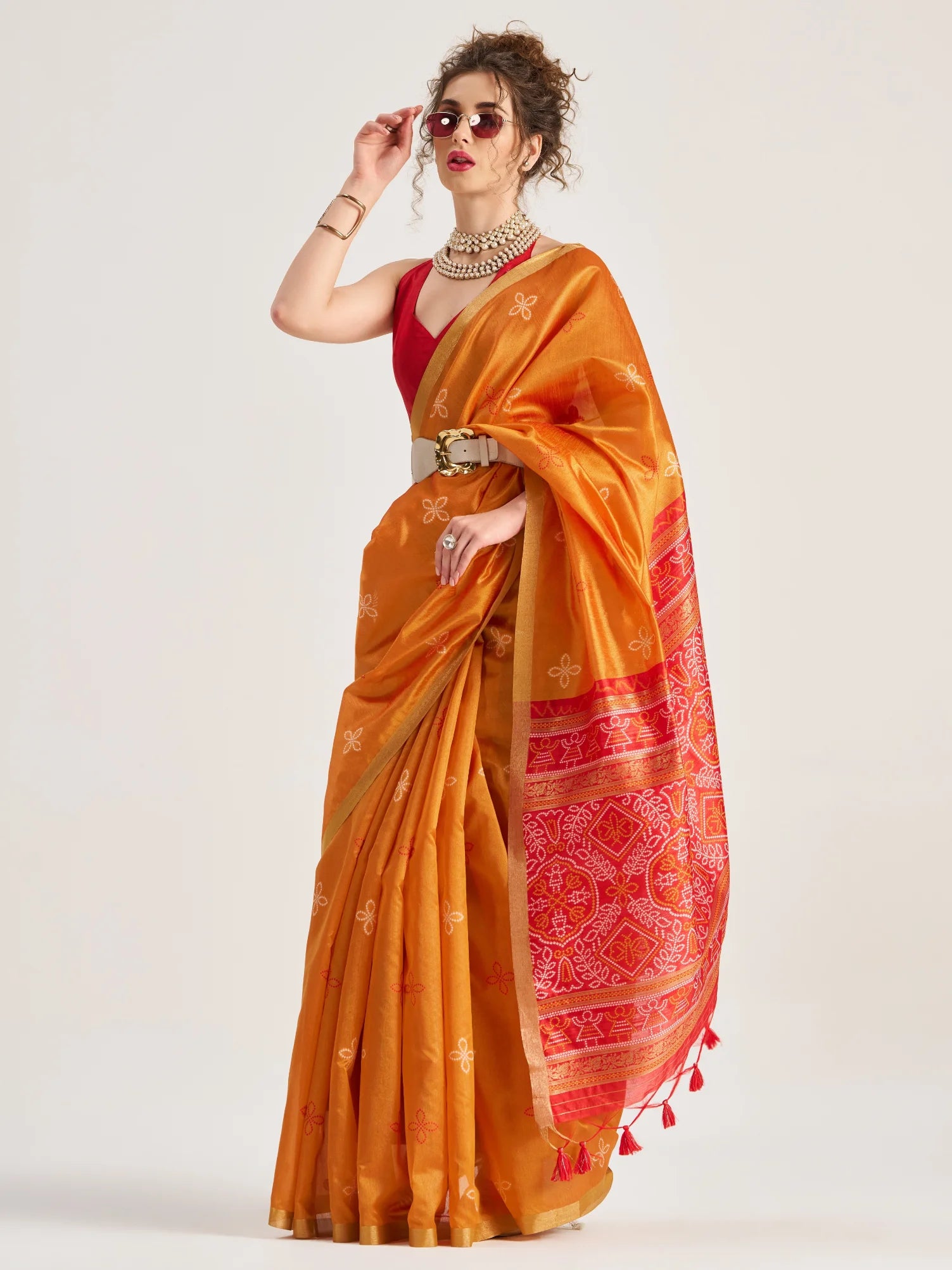 ART SILK BANDHEJ SAREE WITH BLOUSE