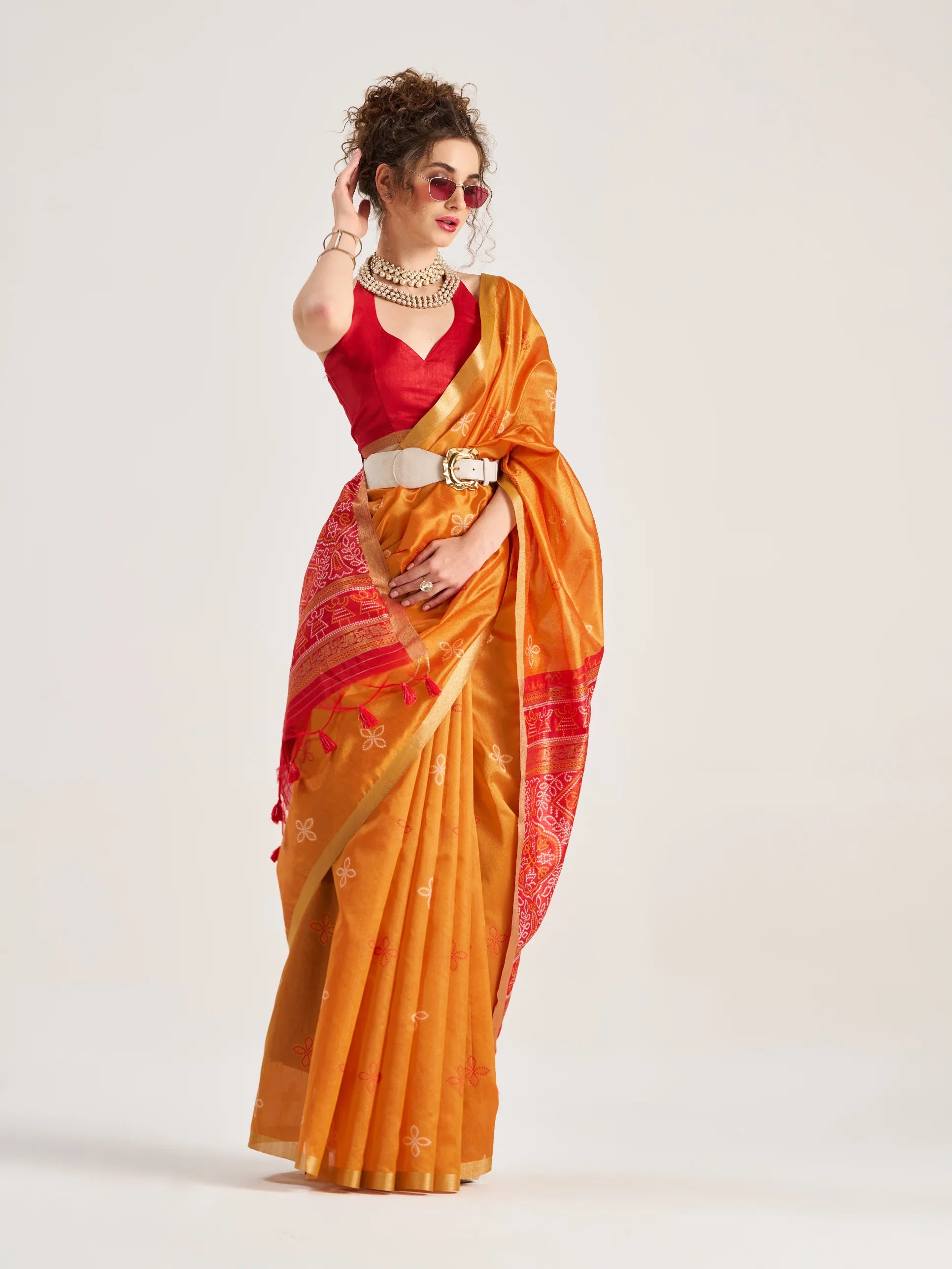 ART SILK BANDHEJ SAREE WITH BLOUSE