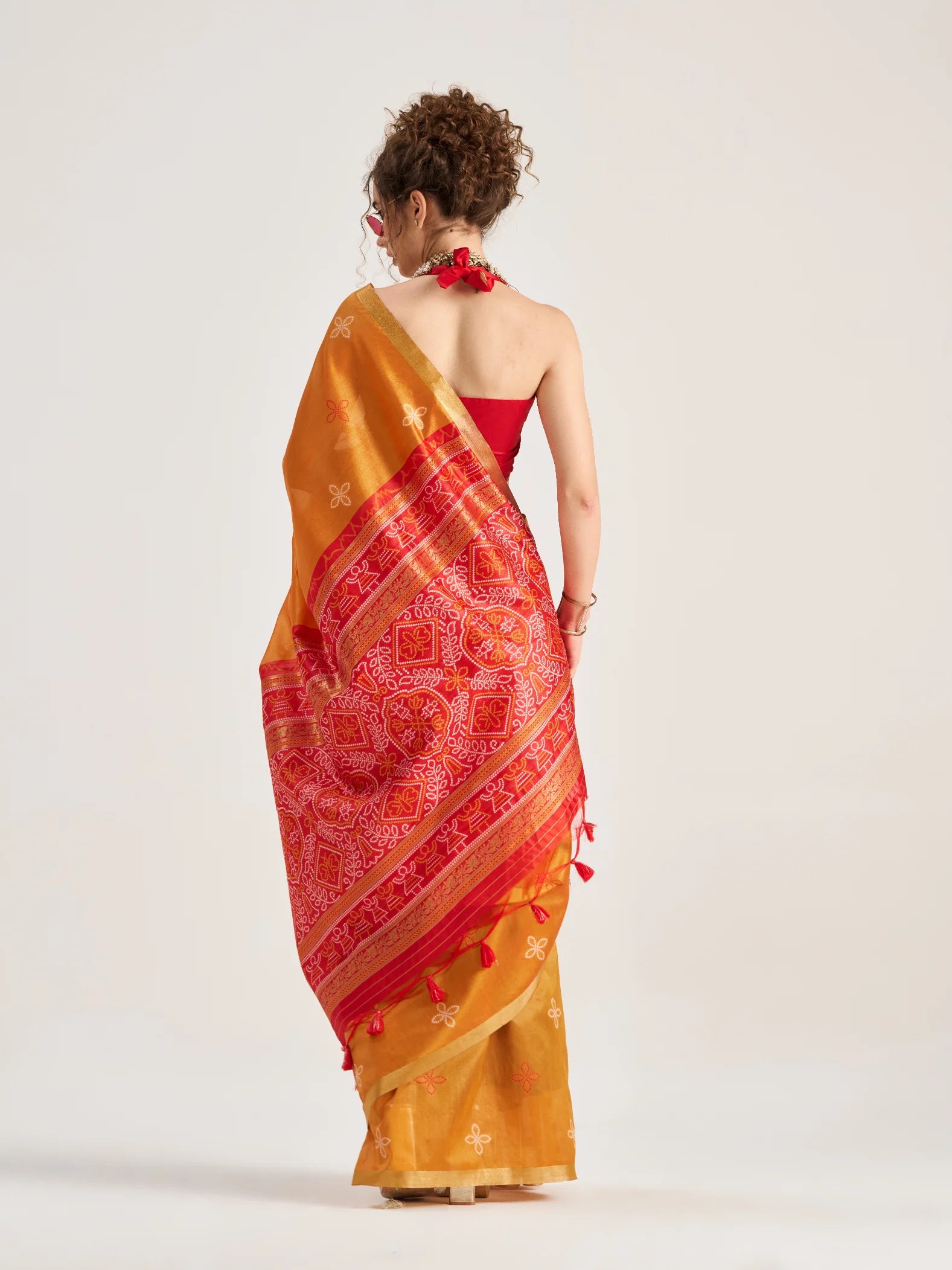 ART SILK BANDHEJ SAREE WITH BLOUSE