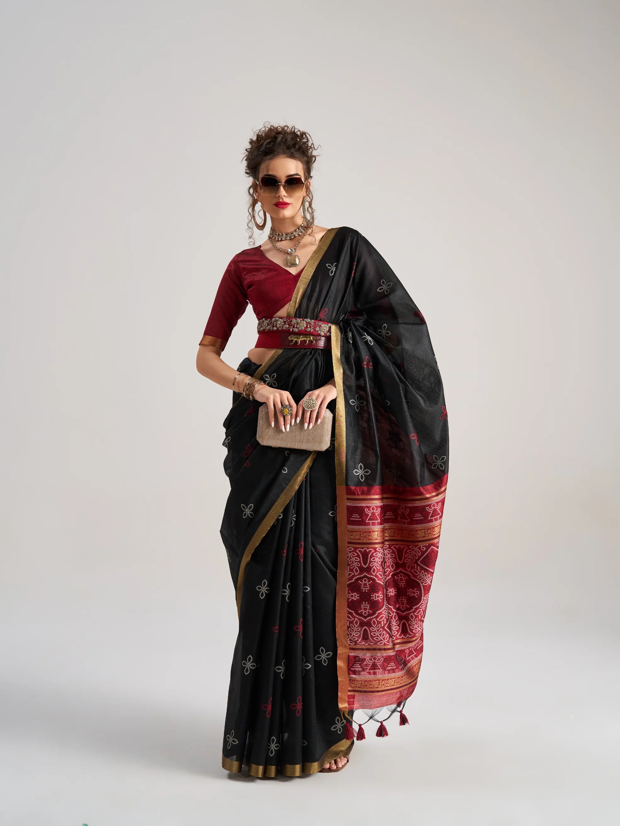 ART SILK BANDHEJ SAREE WITH BLOUSE