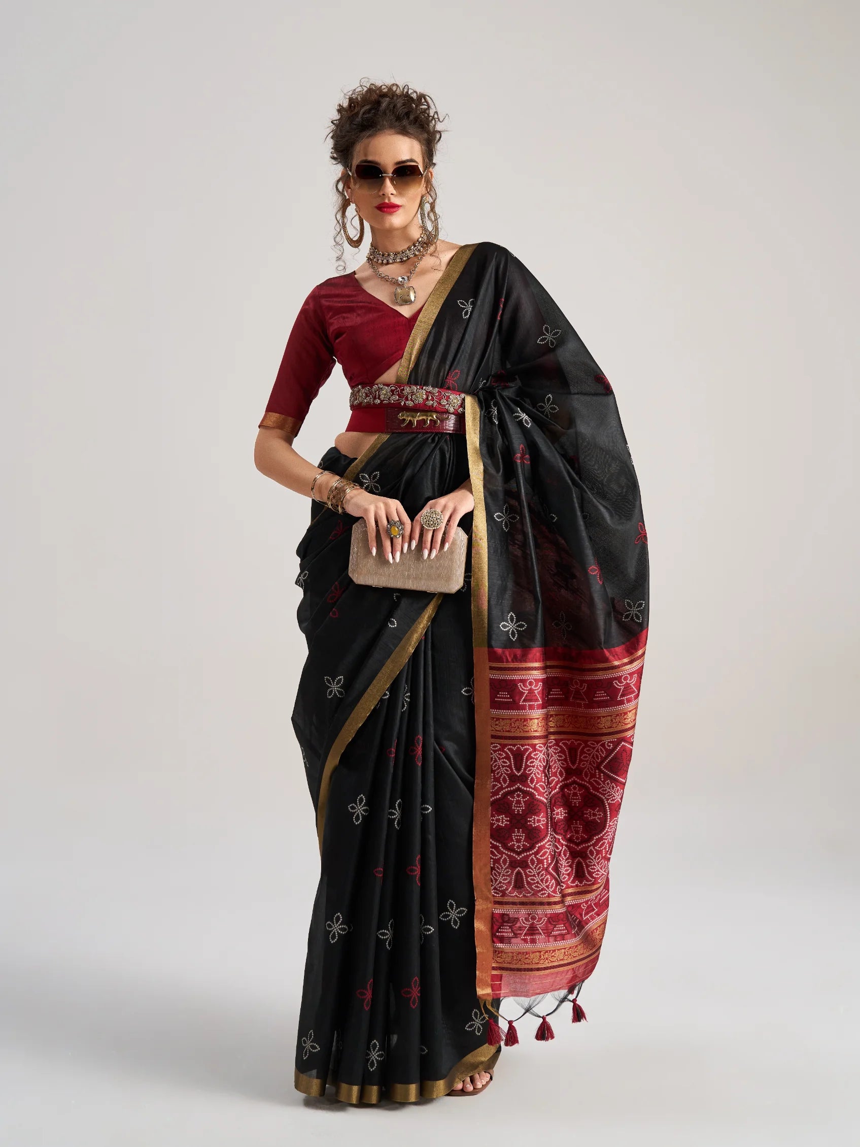 ART SILK BANDHEJ SAREE WITH BLOUSE