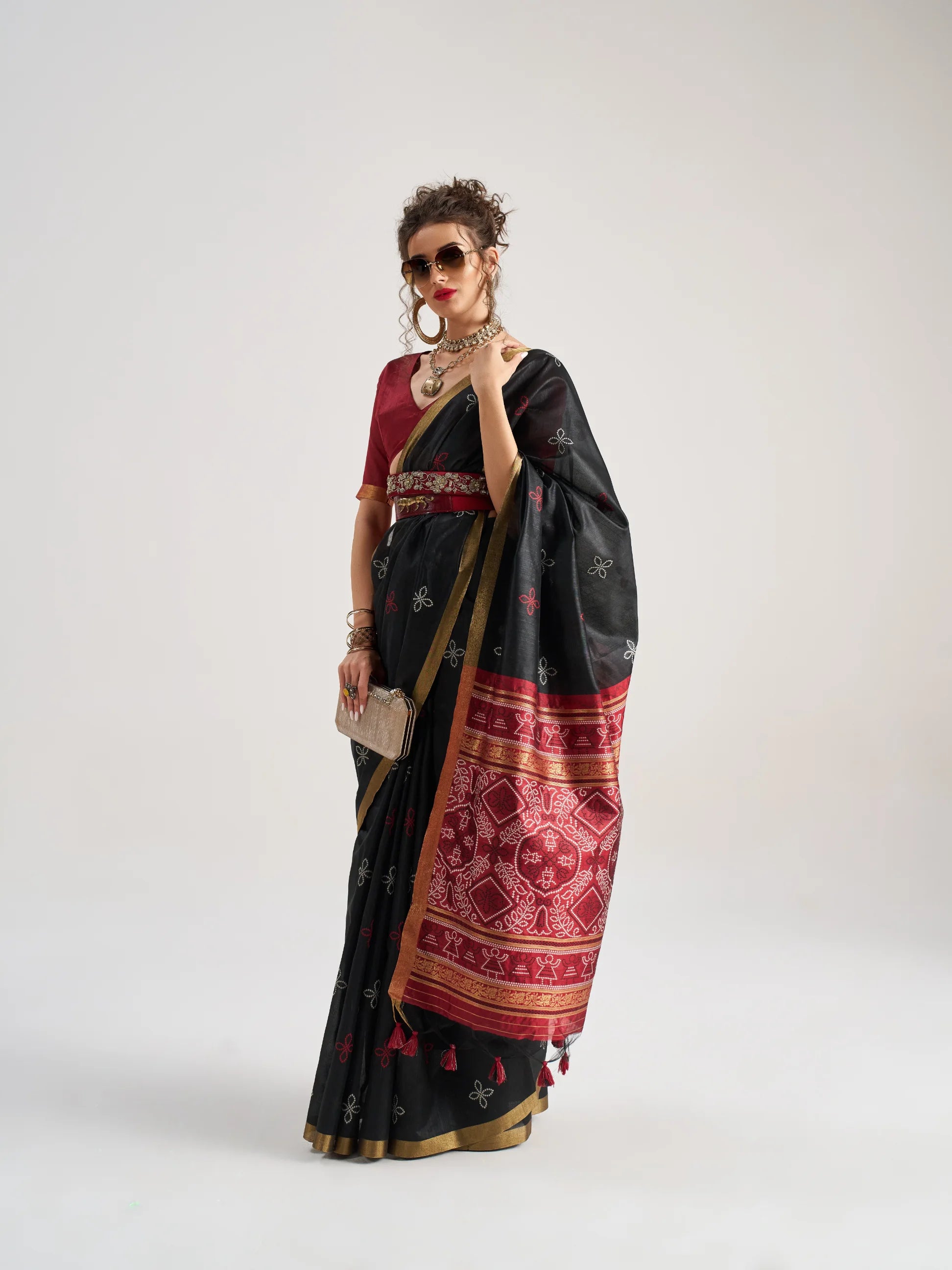 ART SILK BANDHEJ SAREE WITH BLOUSE