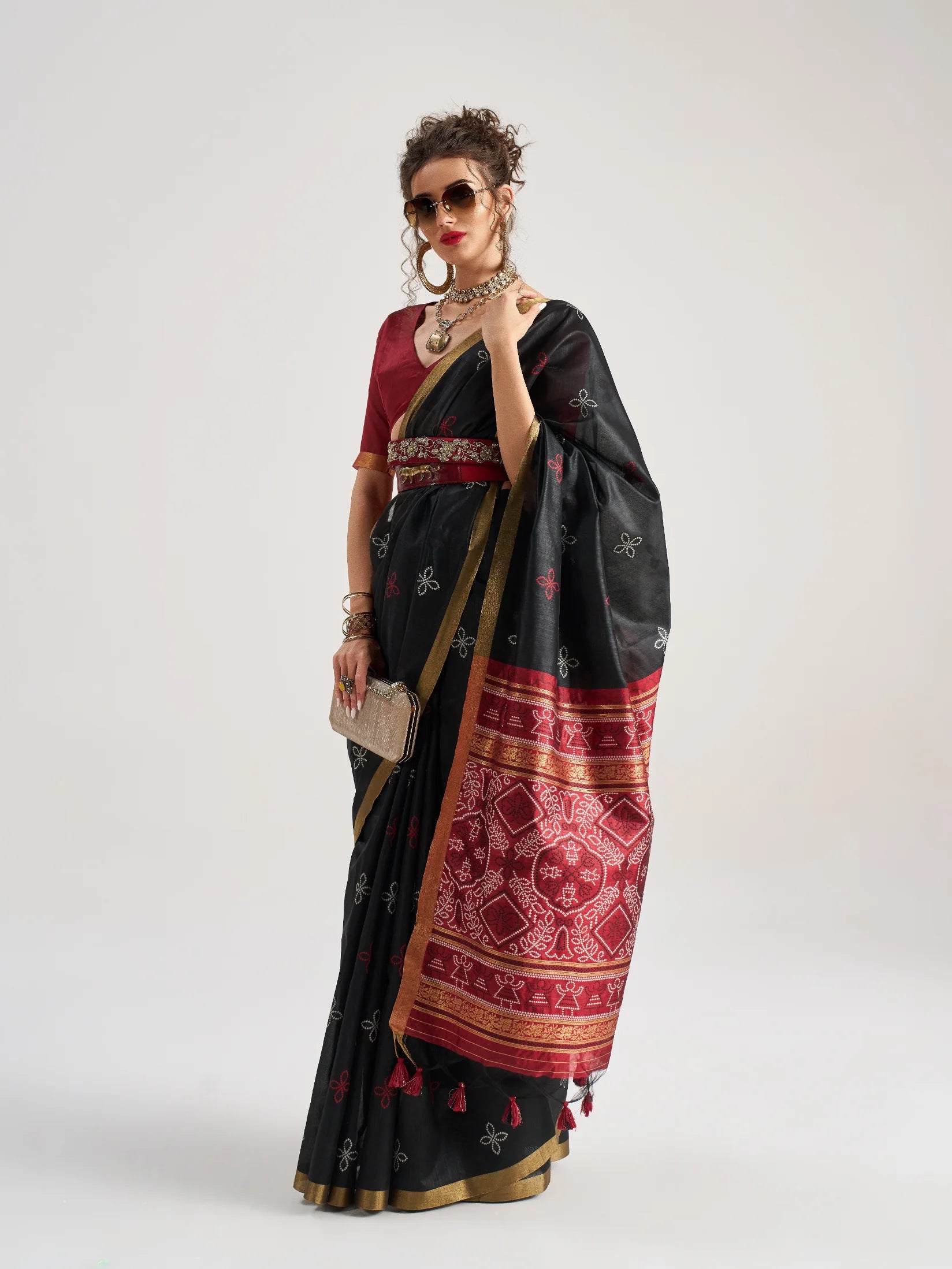 ART SILK BANDHEJ SAREE WITH BLOUSE