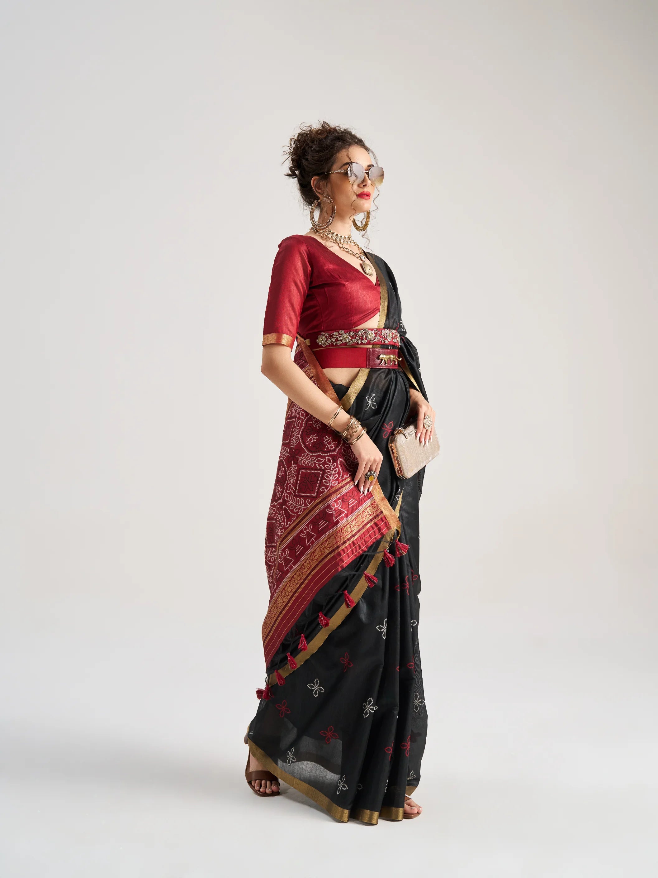 ART SILK BANDHEJ SAREE WITH BLOUSE