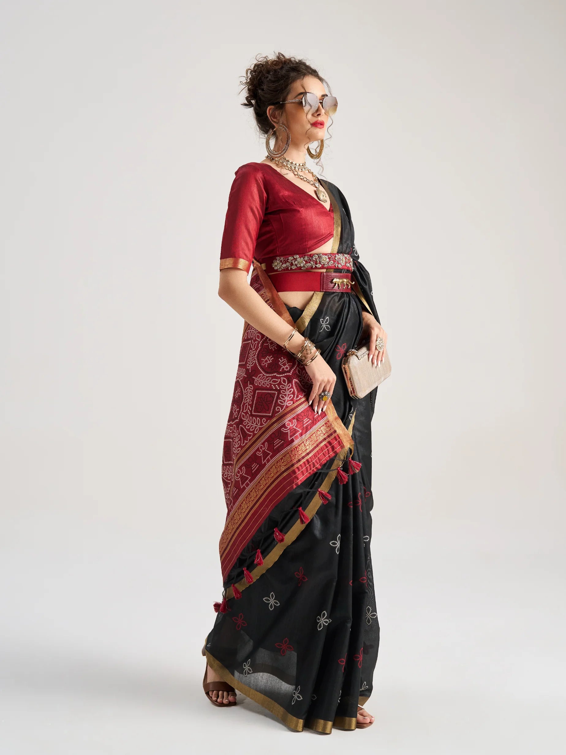 ART SILK BANDHEJ SAREE WITH BLOUSE