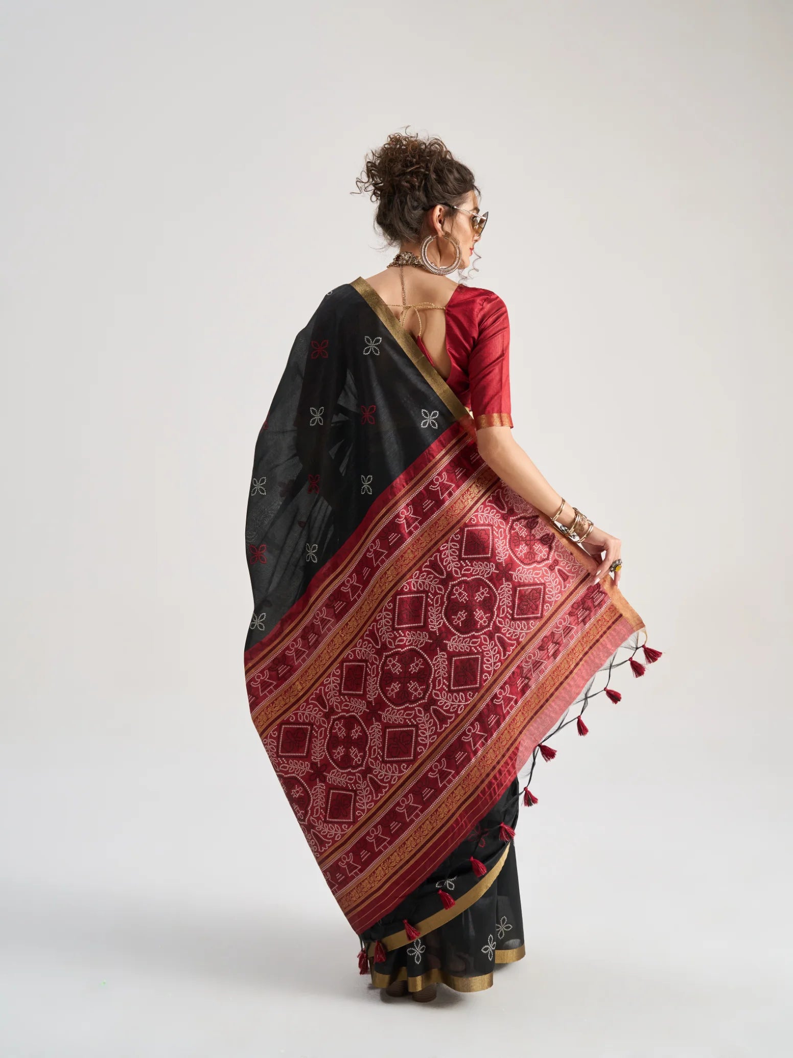 ART SILK BANDHEJ SAREE WITH BLOUSE