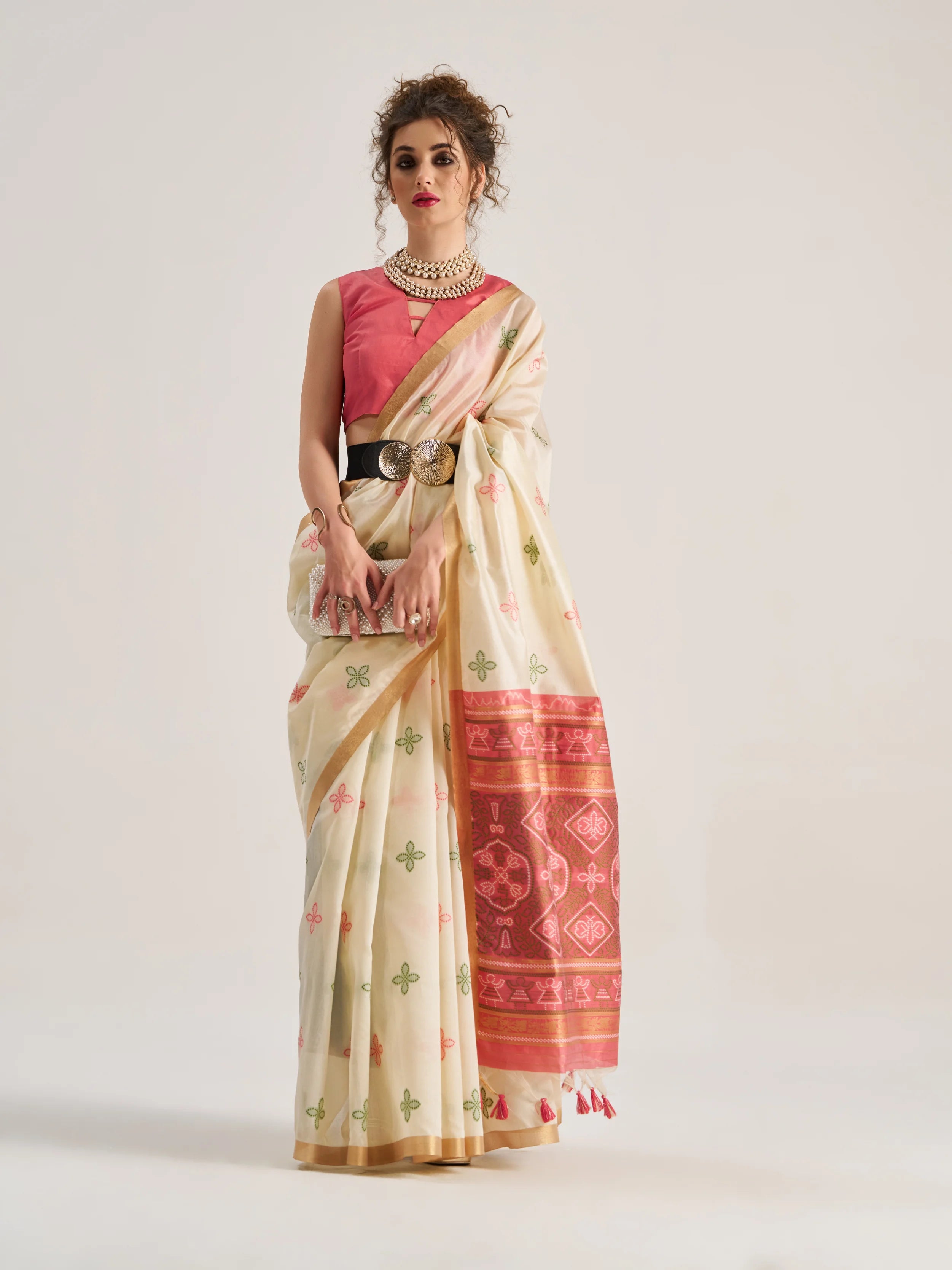 ART SILK BANDHEJ SAREE WITH BLOUSE