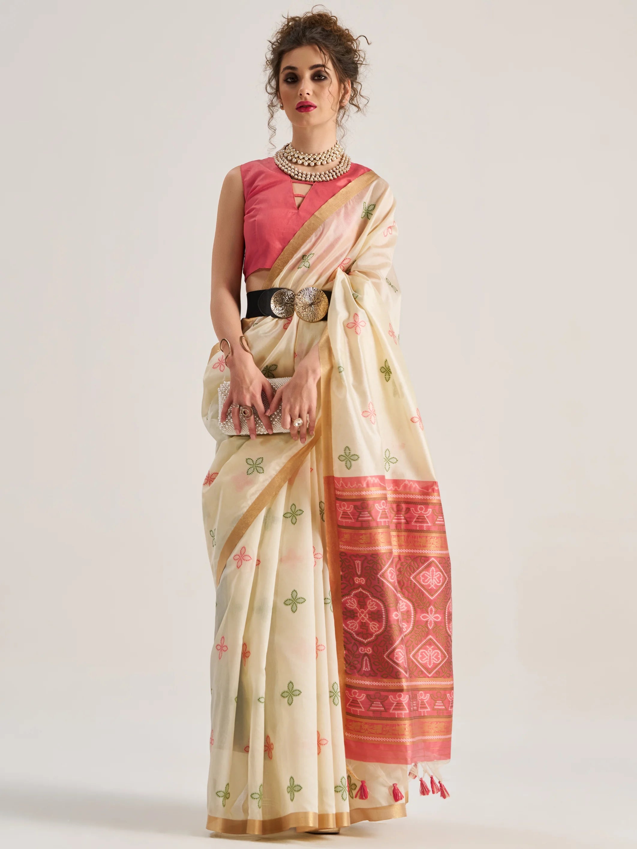 ART SILK BANDHEJ SAREE WITH BLOUSE