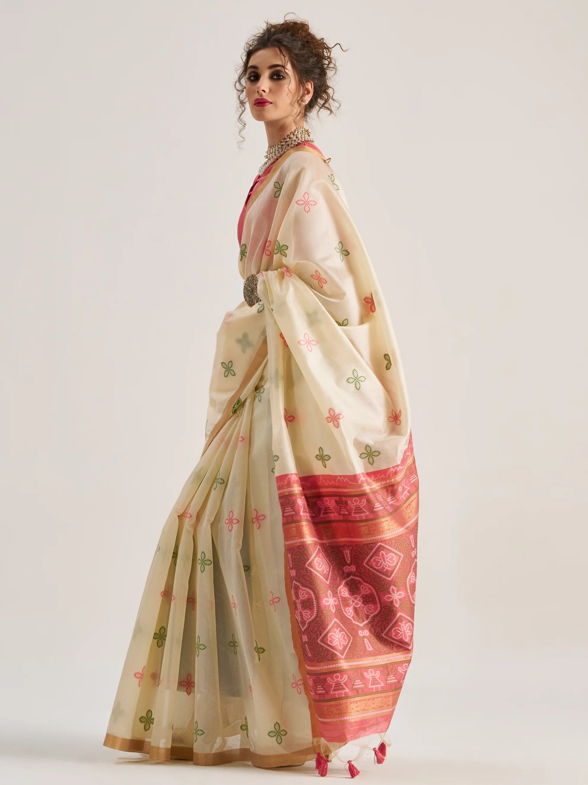 ART SILK BANDHEJ SAREE WITH BLOUSE