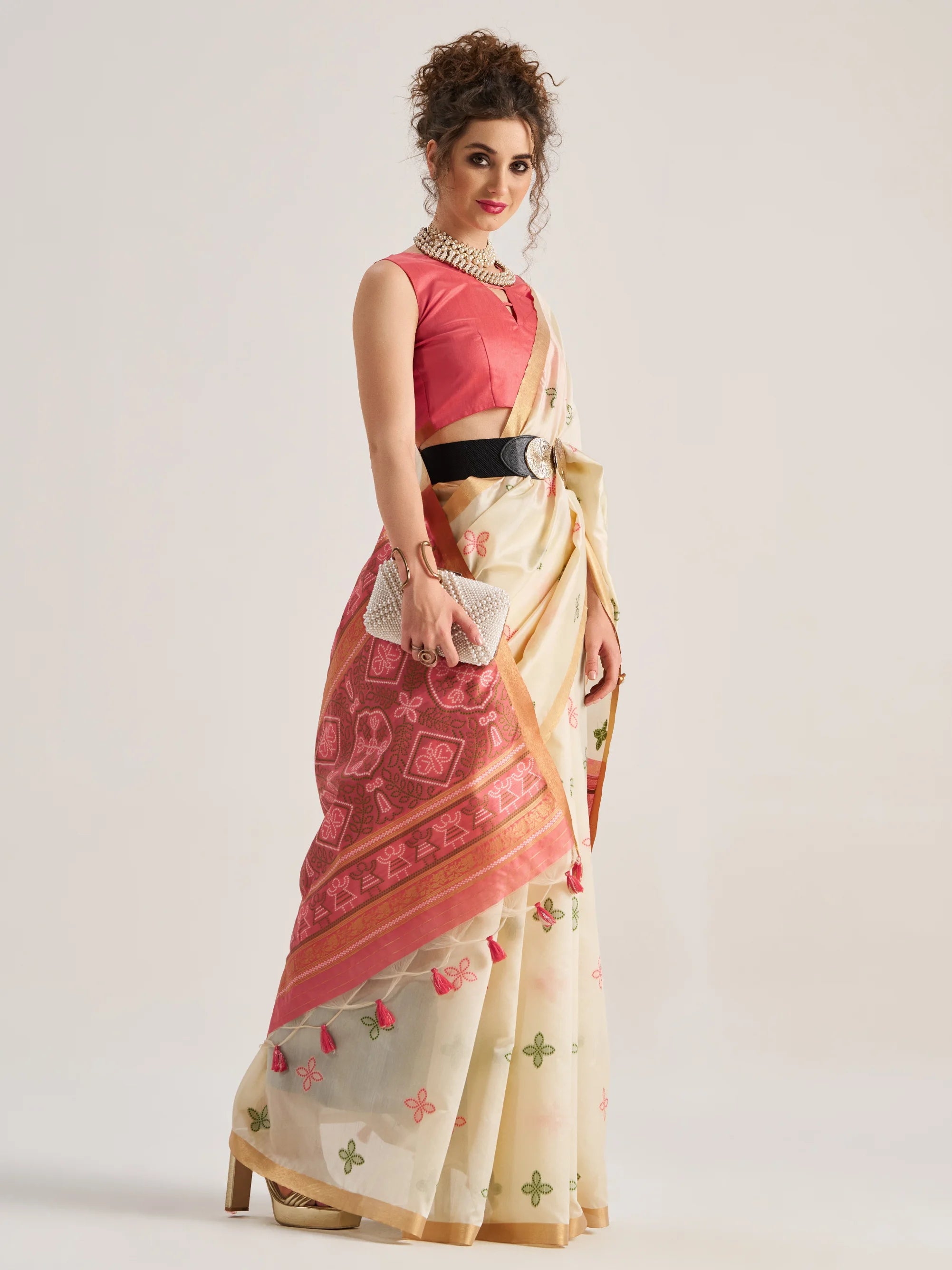 ART SILK BANDHEJ SAREE WITH BLOUSE