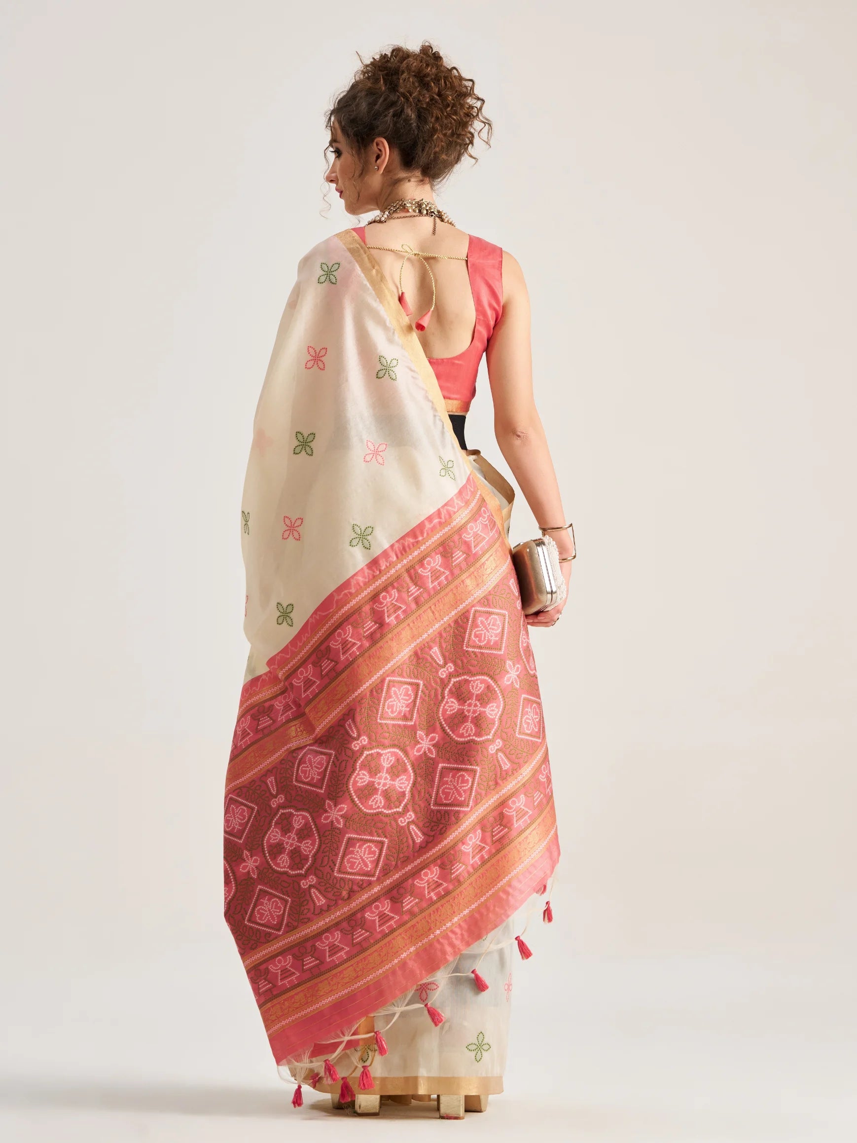 ART SILK BANDHEJ SAREE WITH BLOUSE