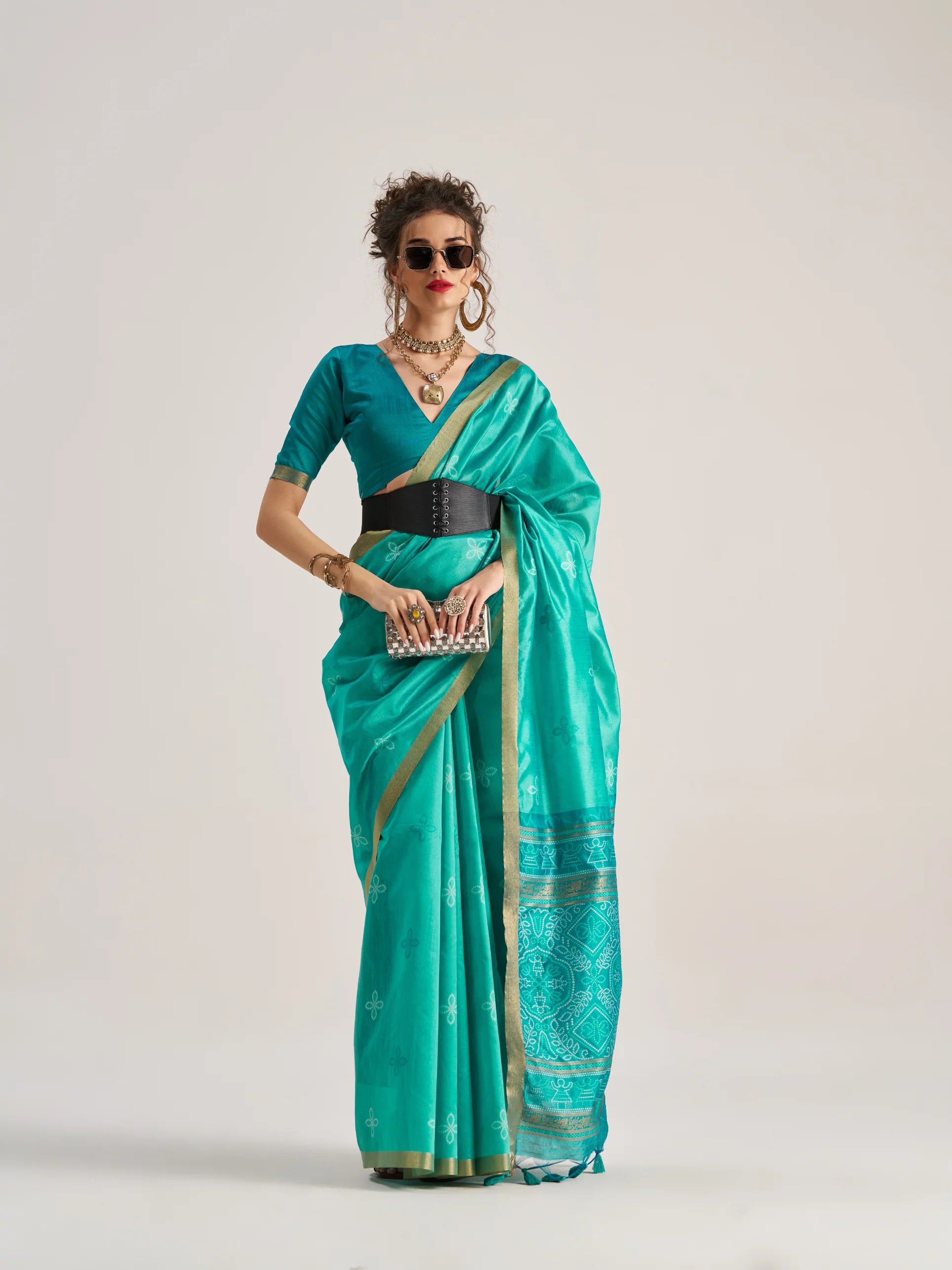 ART SILK BANDHEJ SAREE WITH BLOUSE