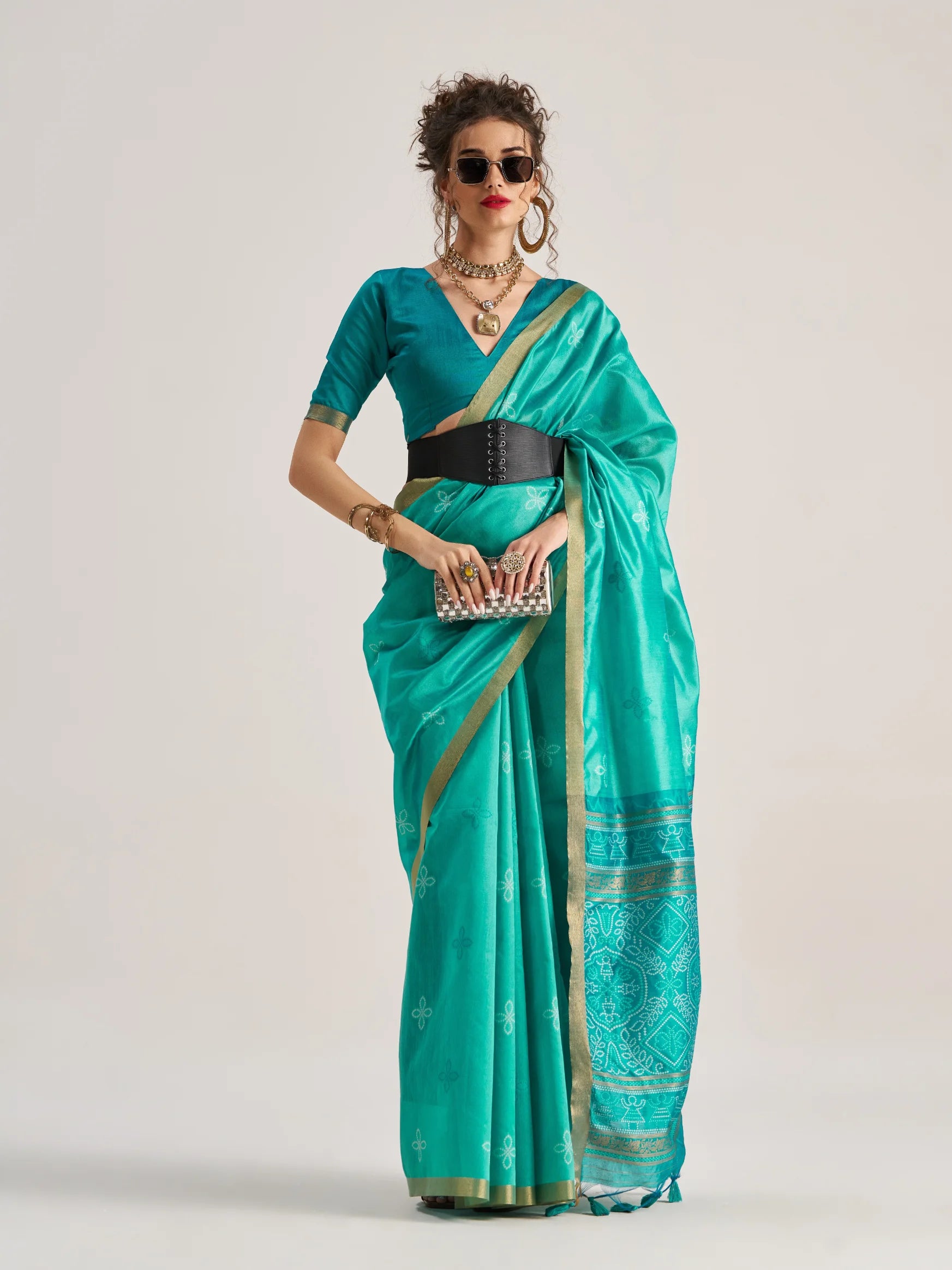 ART SILK BANDHEJ SAREE WITH BLOUSE