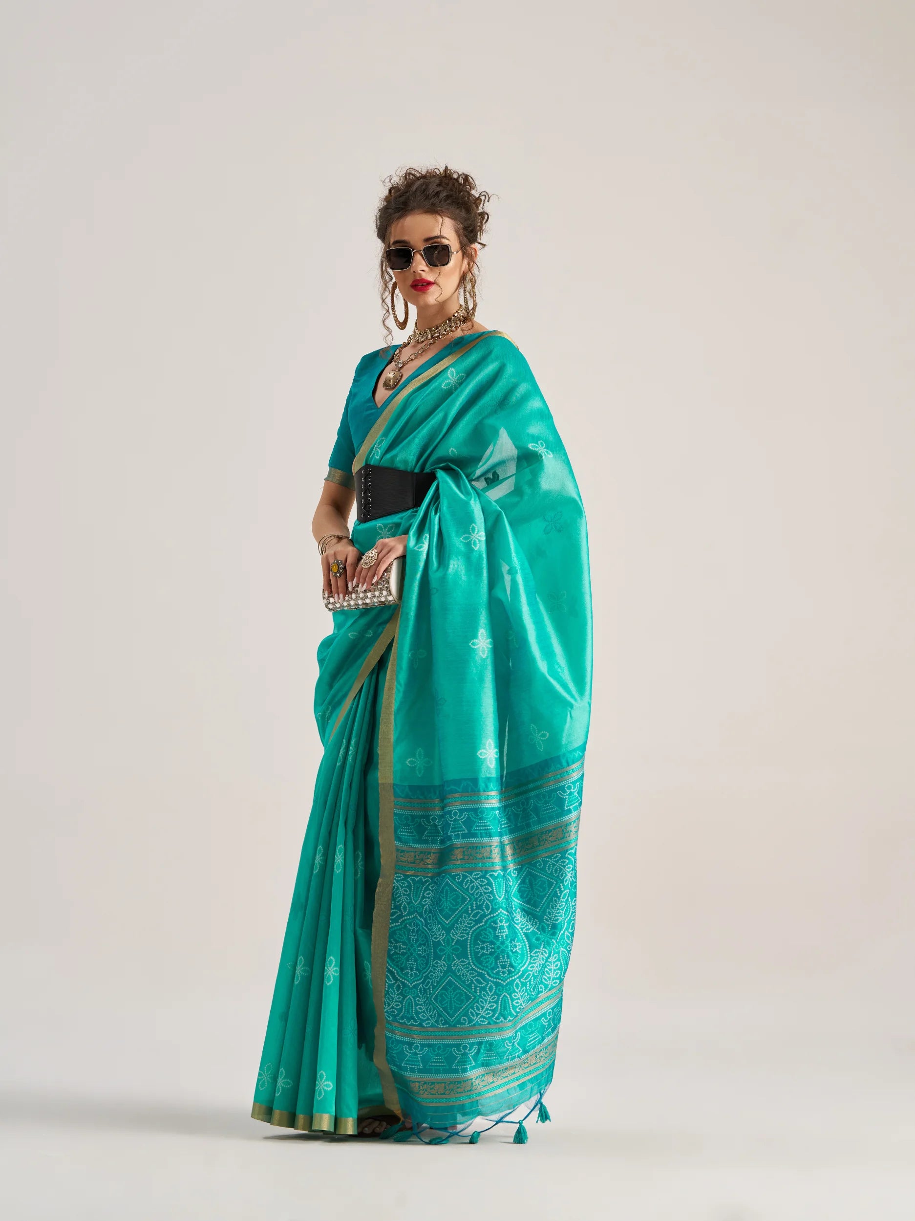 ART SILK BANDHEJ SAREE WITH BLOUSE