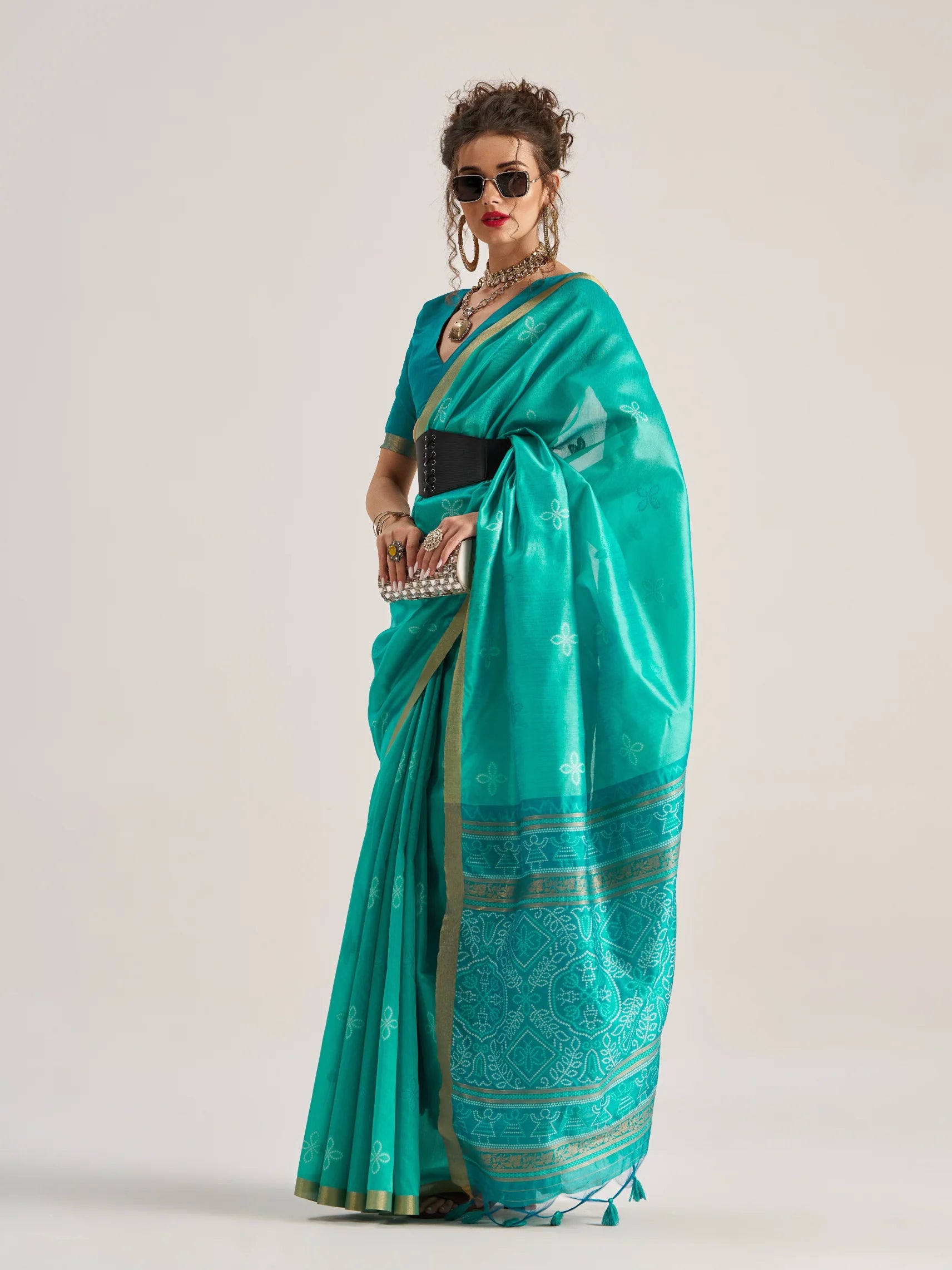 ART SILK BANDHEJ SAREE WITH BLOUSE