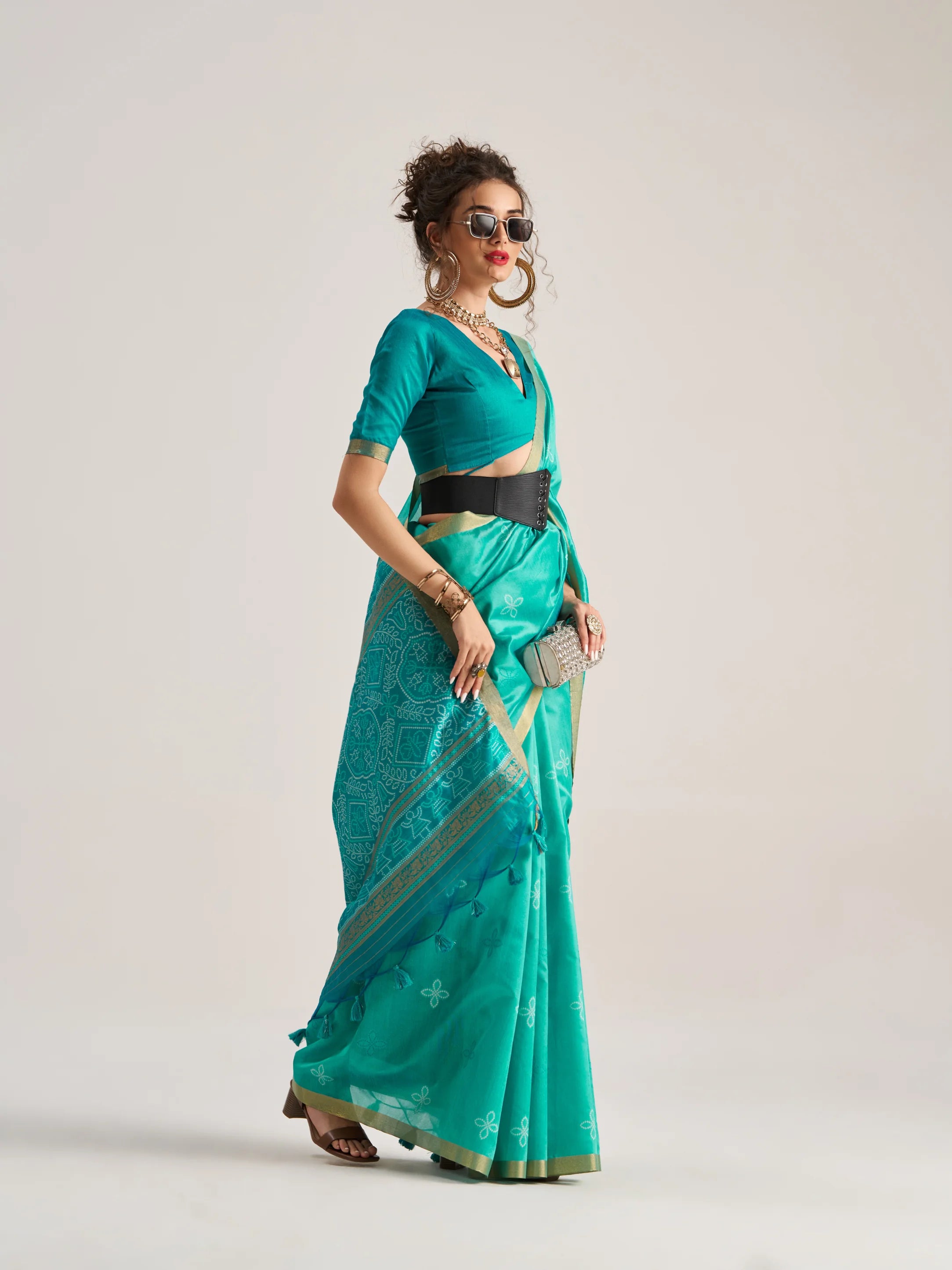 ART SILK BANDHEJ SAREE WITH BLOUSE