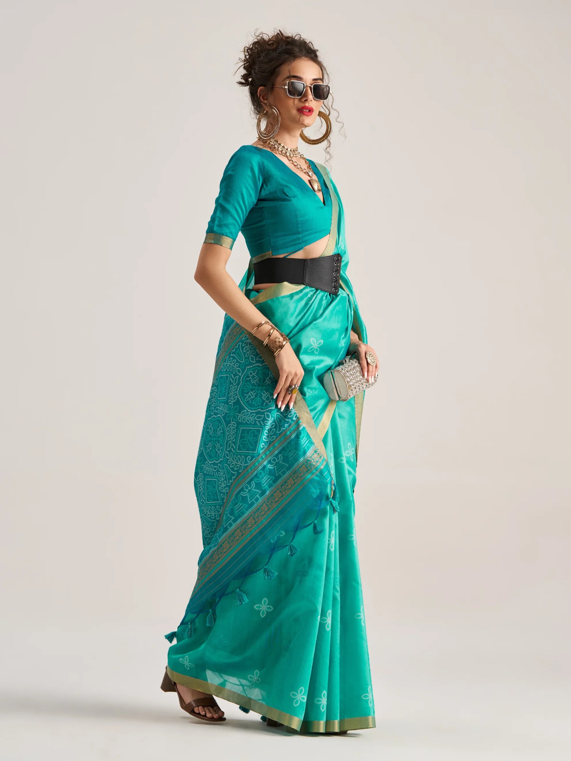 ART SILK BANDHEJ SAREE WITH BLOUSE