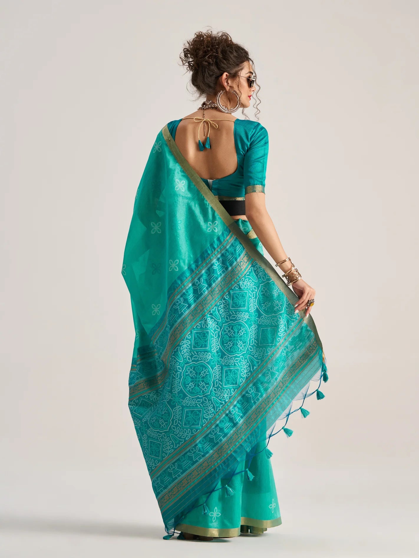 ART SILK BANDHEJ SAREE WITH BLOUSE