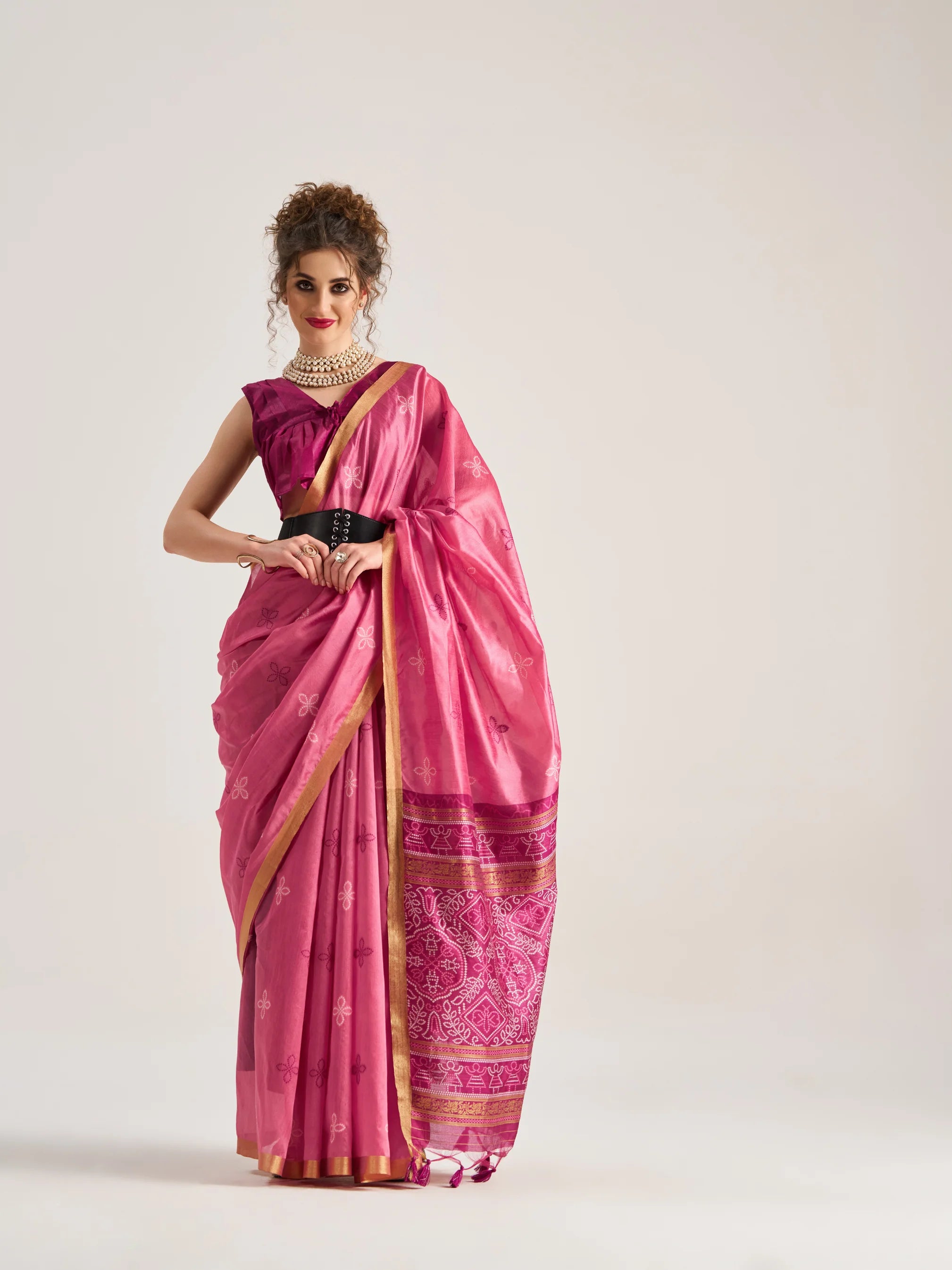 ART SILK BANDHEJ SAREE WITH BLOUSE