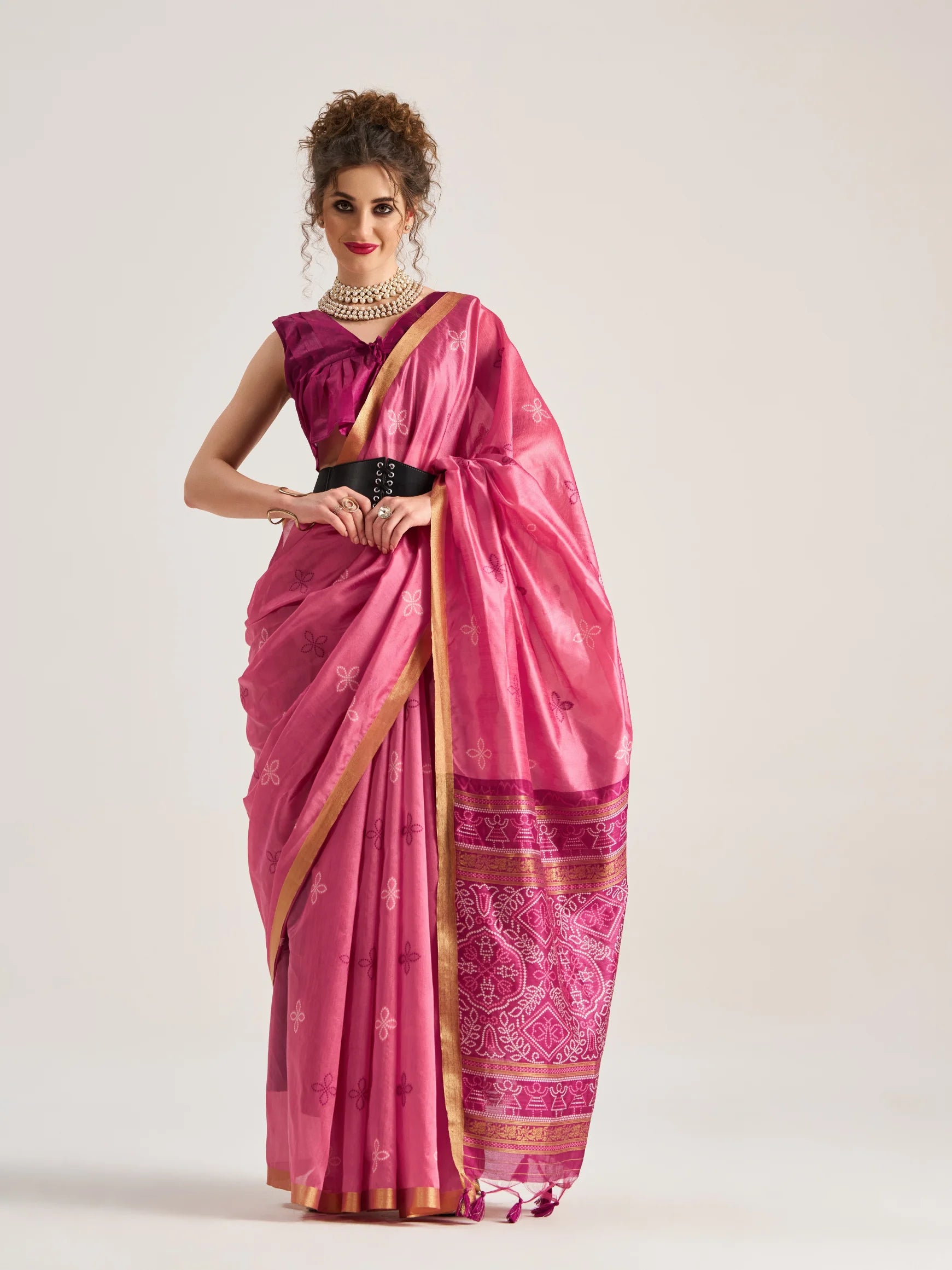 ART SILK BANDHEJ SAREE WITH BLOUSE