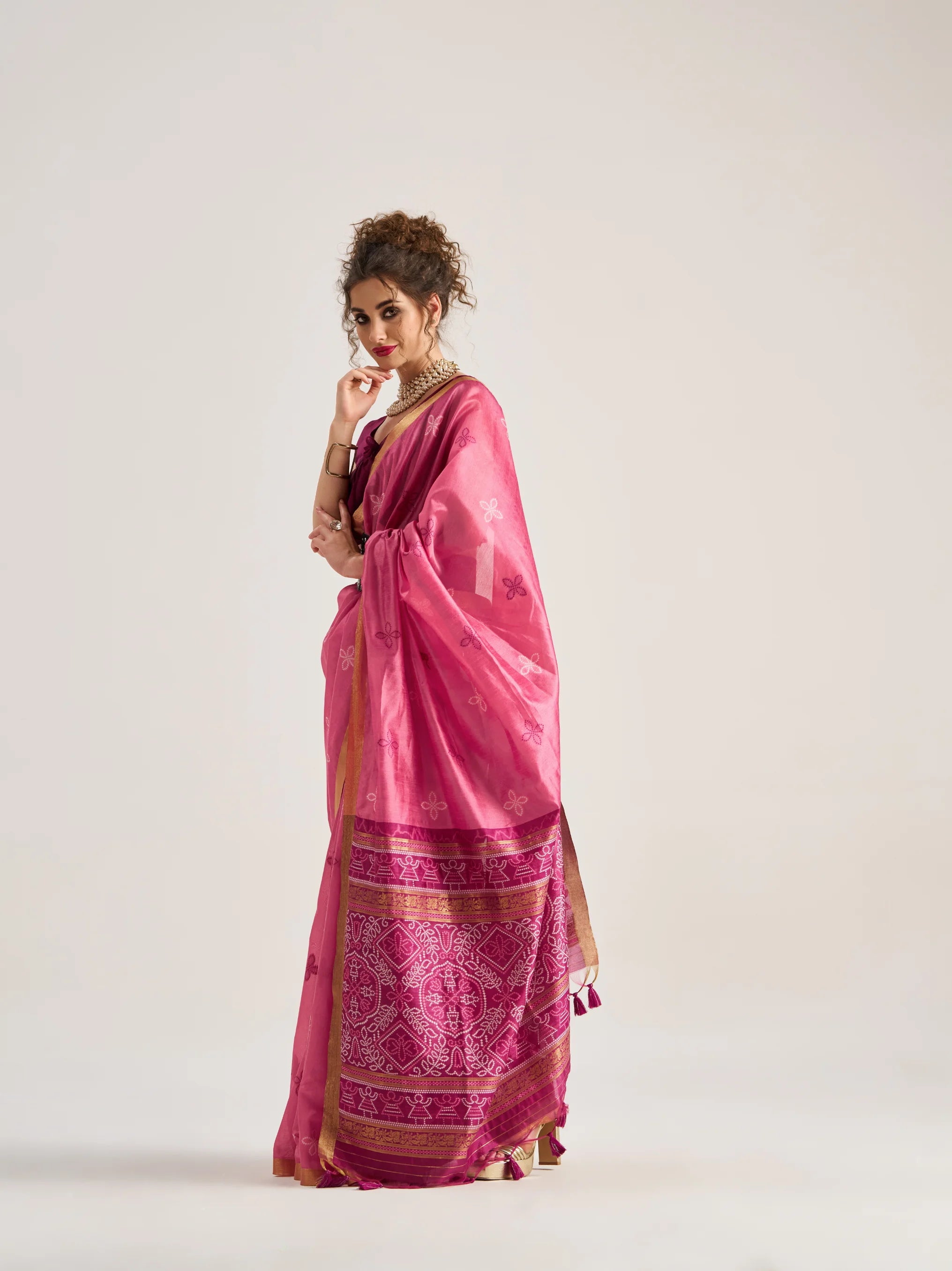 ART SILK BANDHEJ SAREE WITH BLOUSE