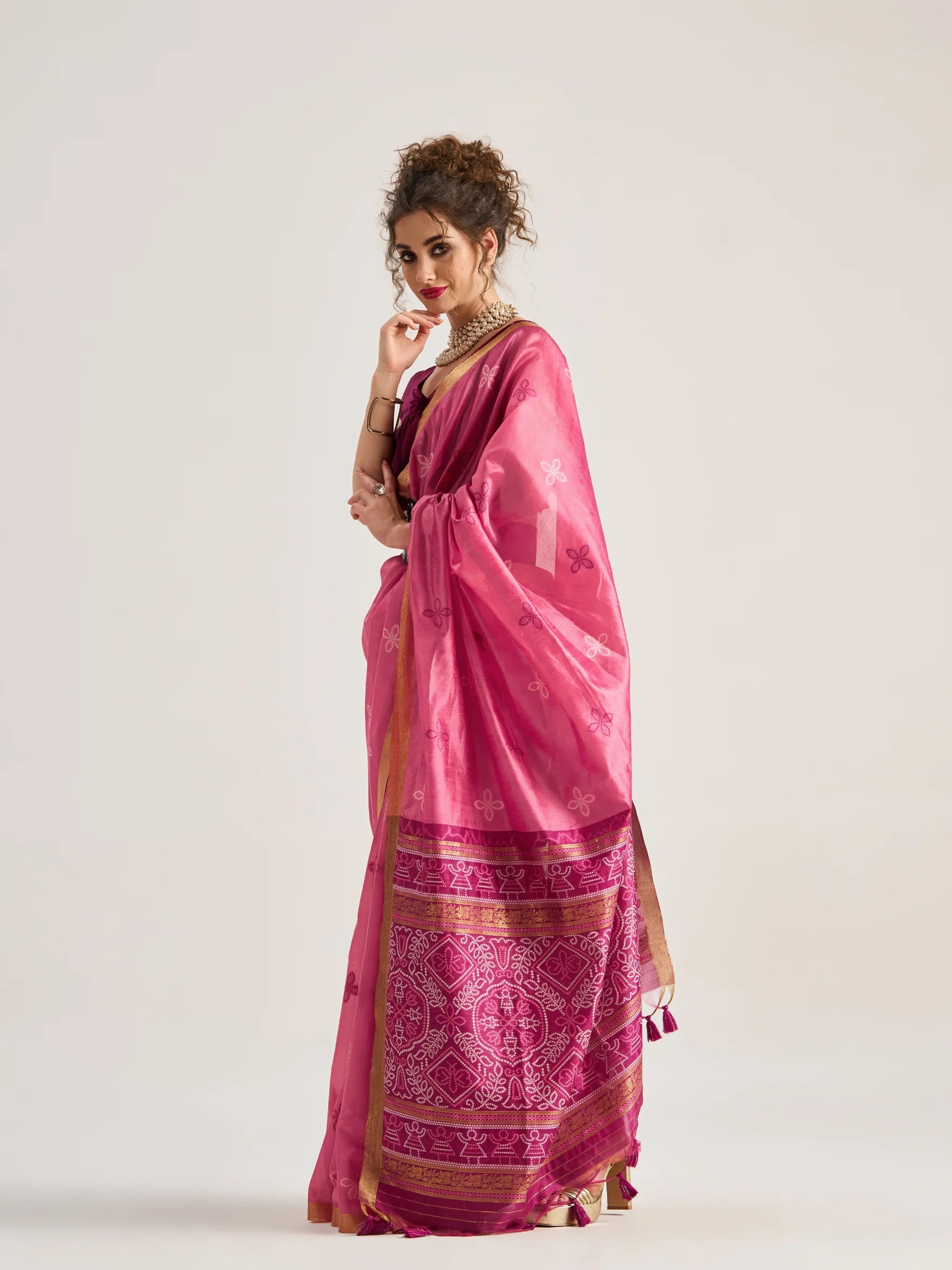 ART SILK BANDHEJ SAREE WITH BLOUSE