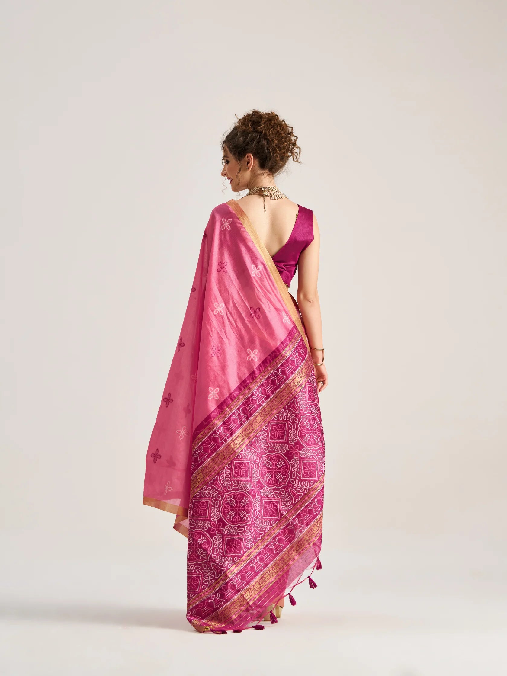 ART SILK BANDHEJ SAREE WITH BLOUSE