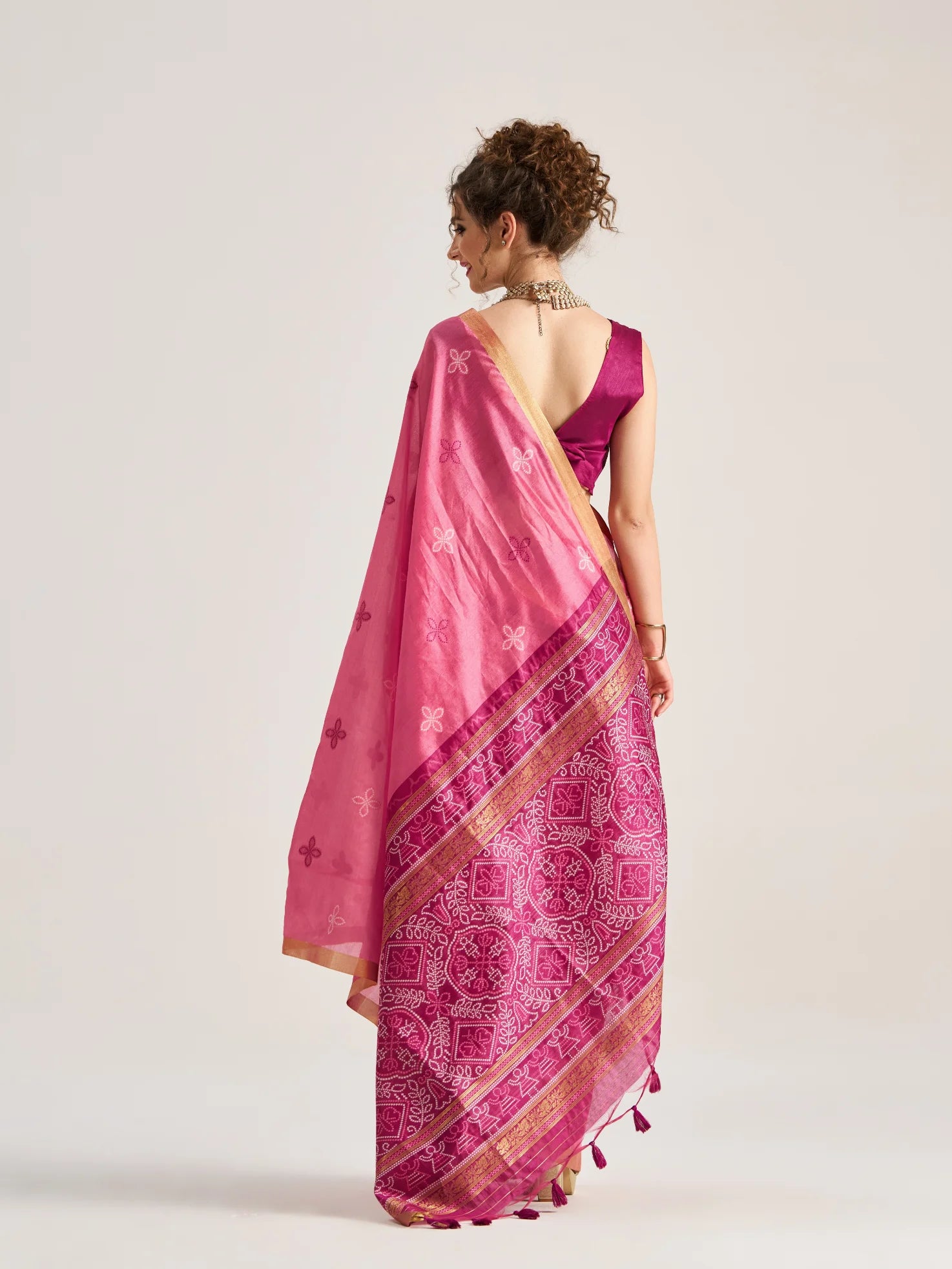 ART SILK BANDHEJ SAREE WITH BLOUSE