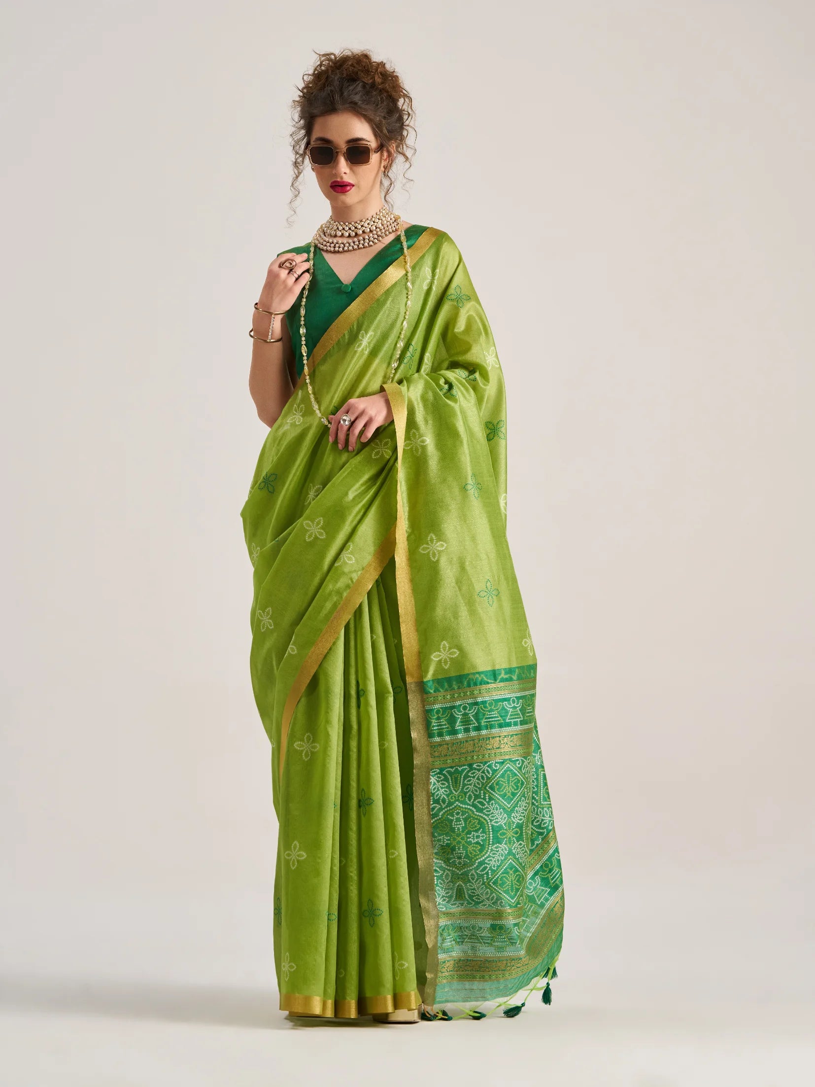 ART SILK BANDHEJ SAREE WITH BLOUSE