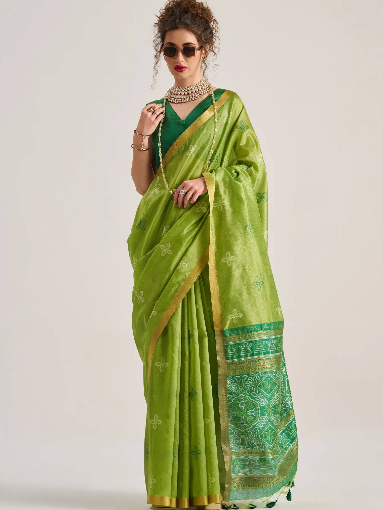 ART SILK BANDHEJ SAREE WITH BLOUSE