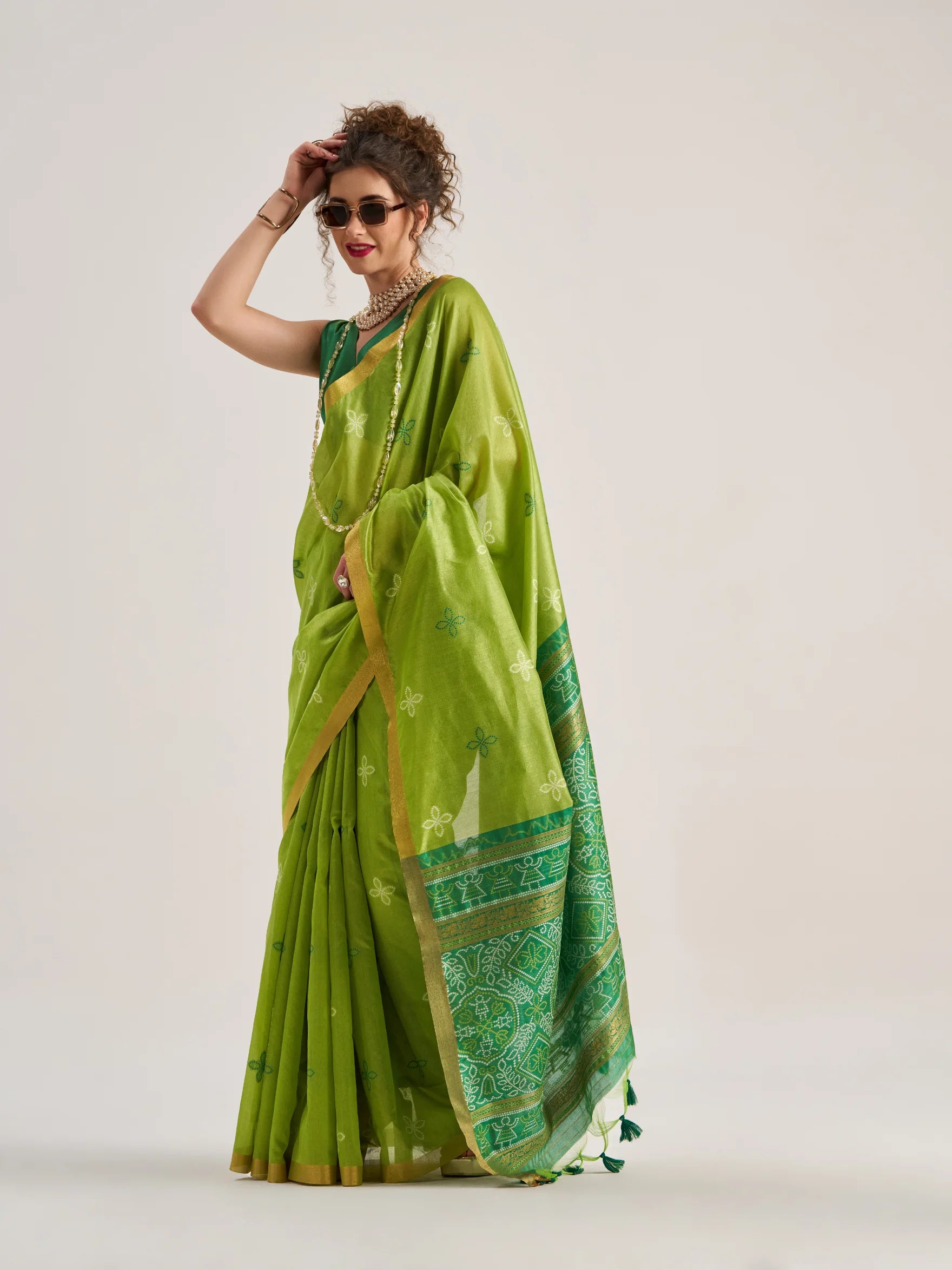 ART SILK BANDHEJ SAREE WITH BLOUSE