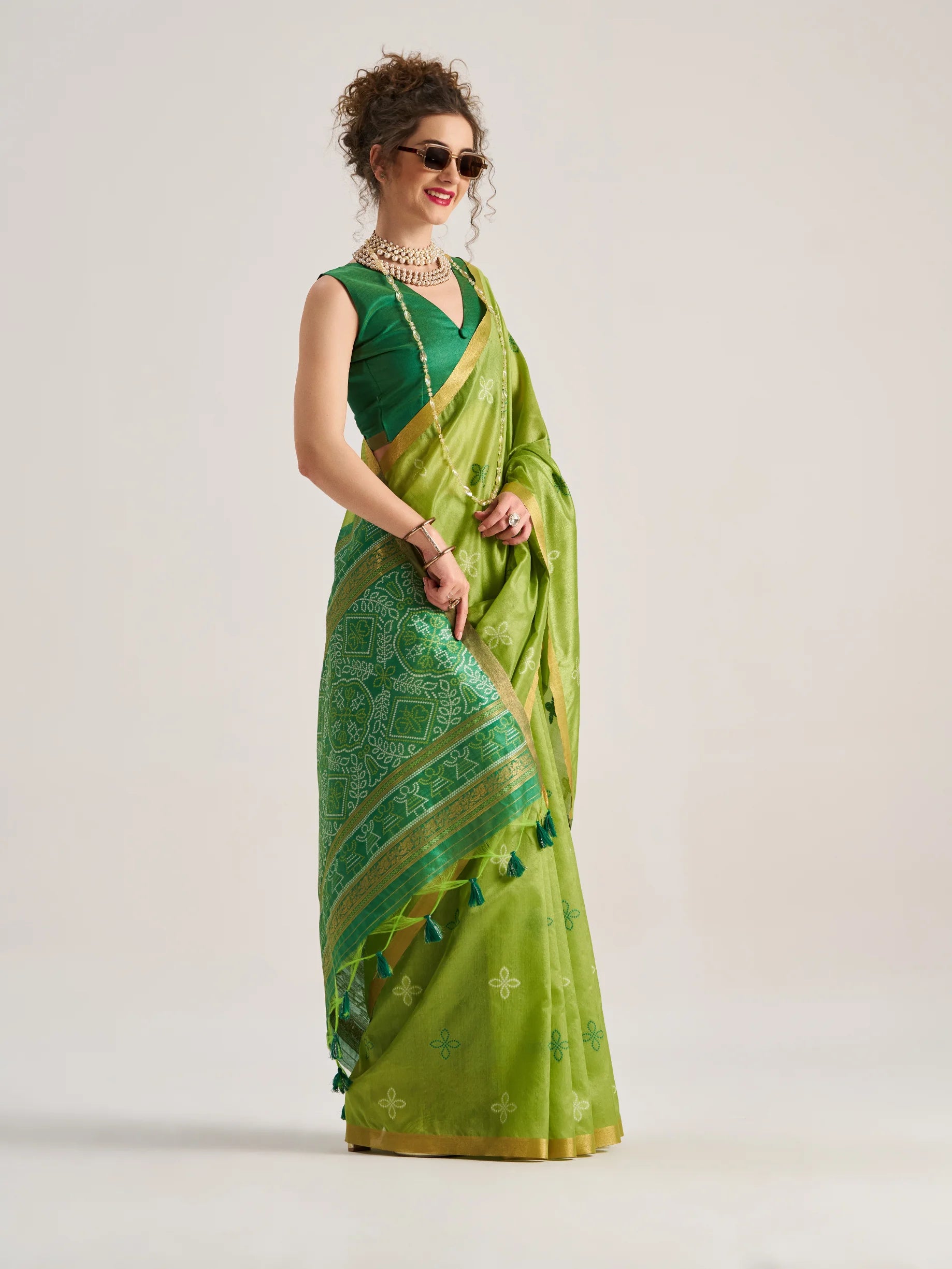 ART SILK BANDHEJ SAREE WITH BLOUSE