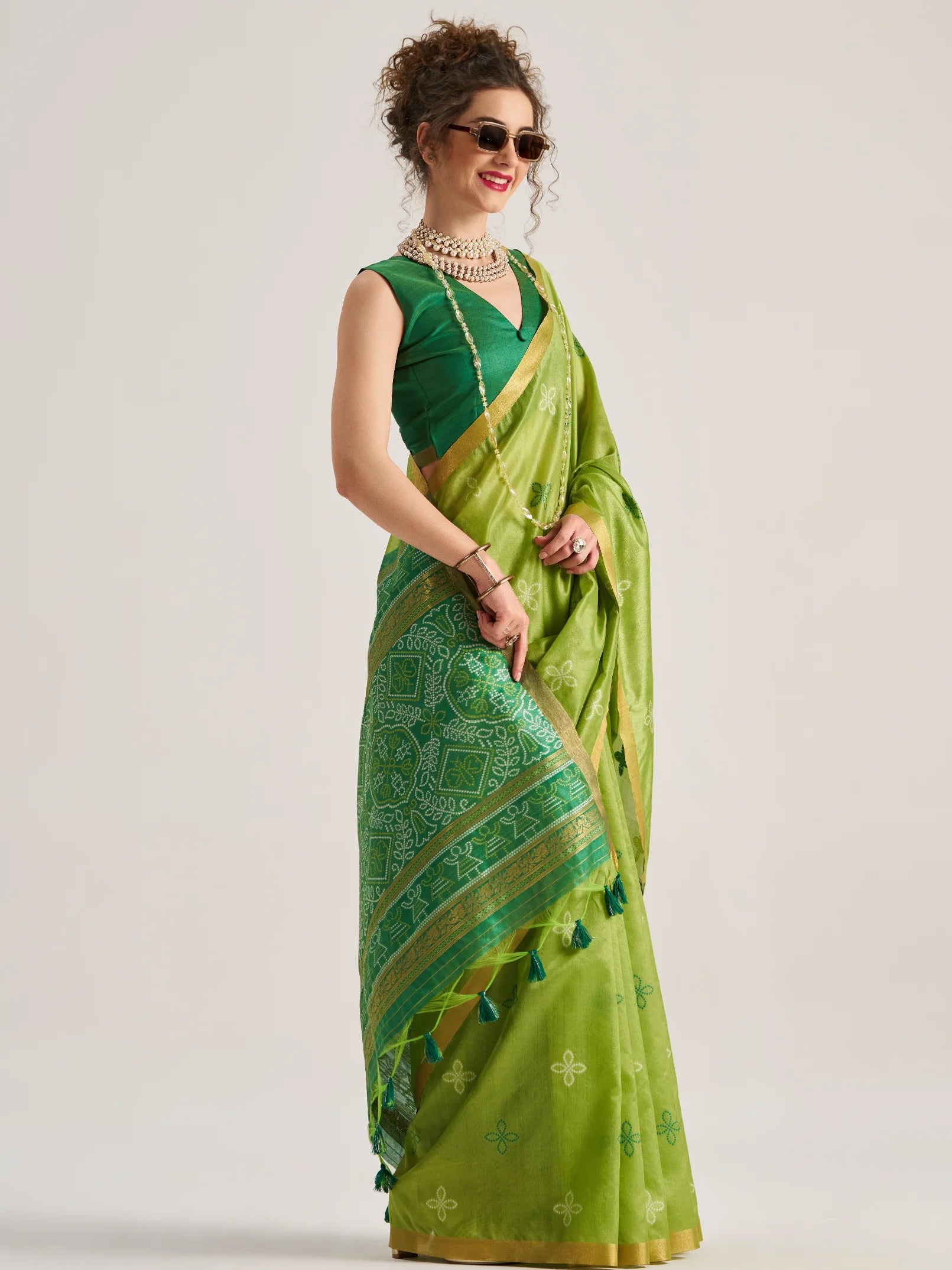 ART SILK BANDHEJ SAREE WITH BLOUSE