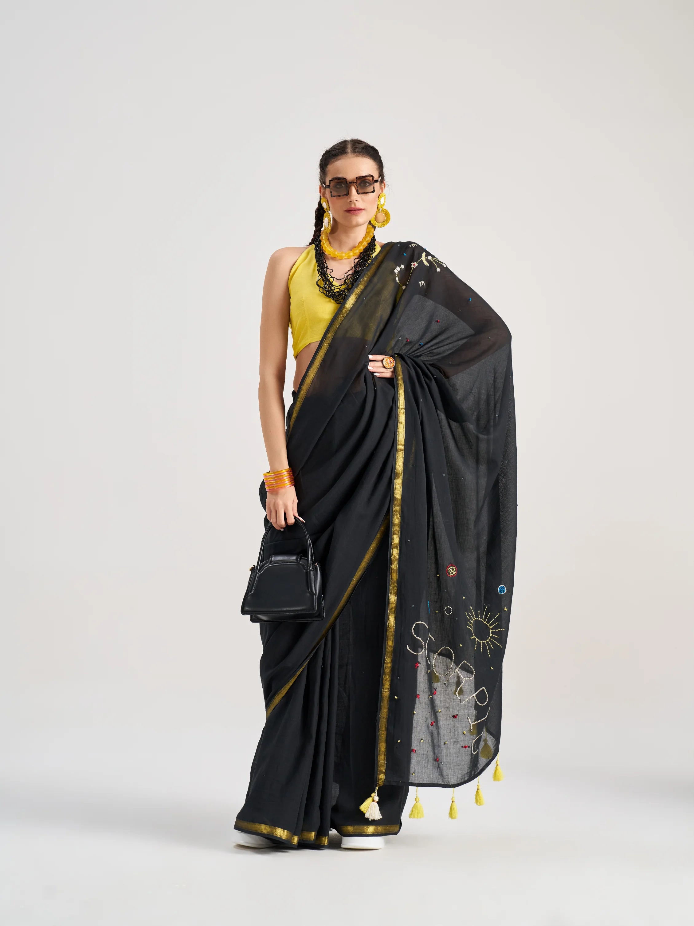 VISCOSE MUL SCORPIO HAND EMBROIDERED SAREE WITH BLOUSE