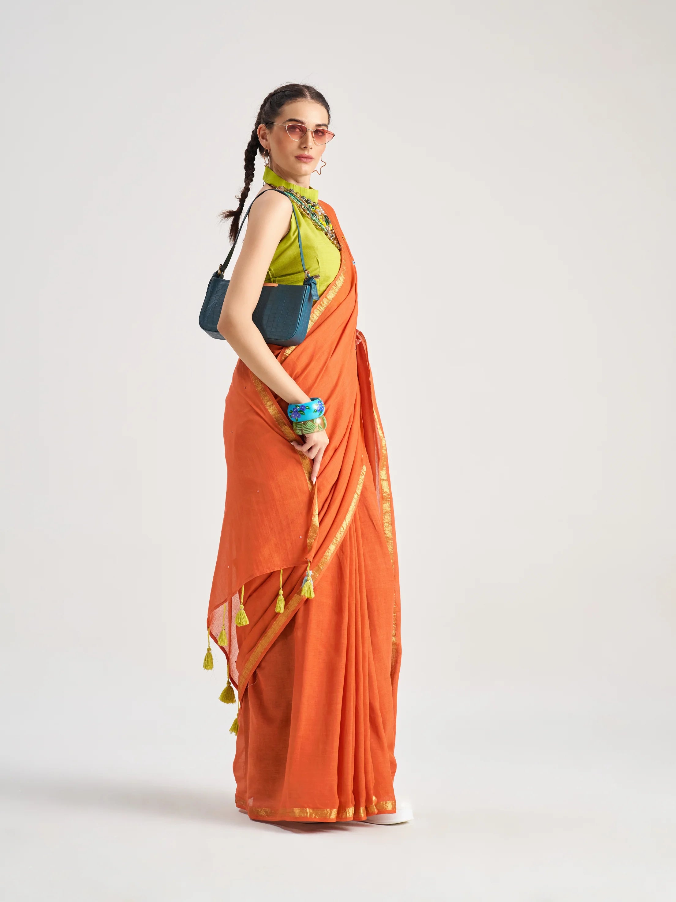 VISCOSE MUL TAURUS HAND EMBROIDERED SAREE WITH BLOUSE