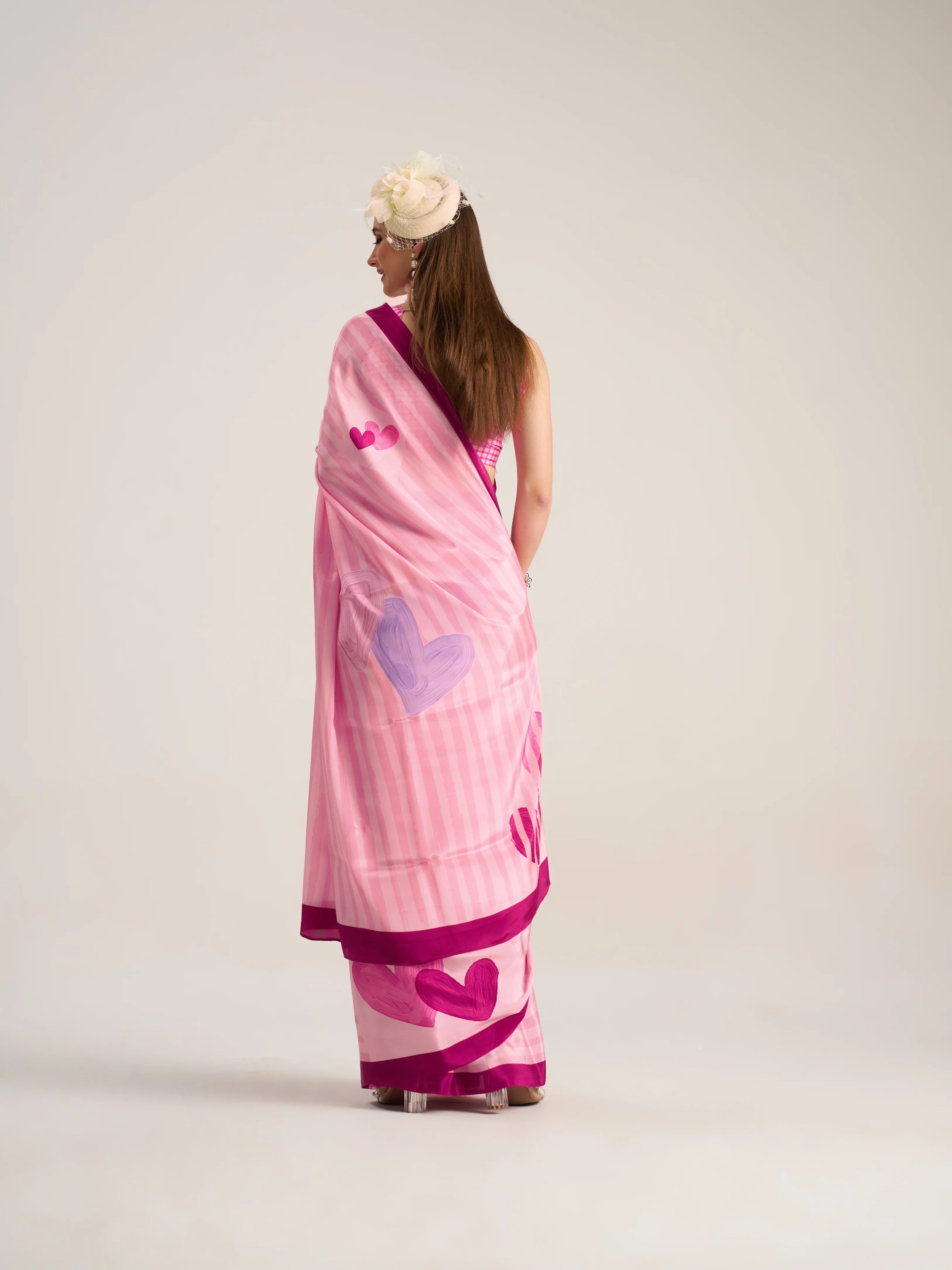 NATURAL CRAPE DIGITAL PRINTED PINK SAREE WITH BLOUSE