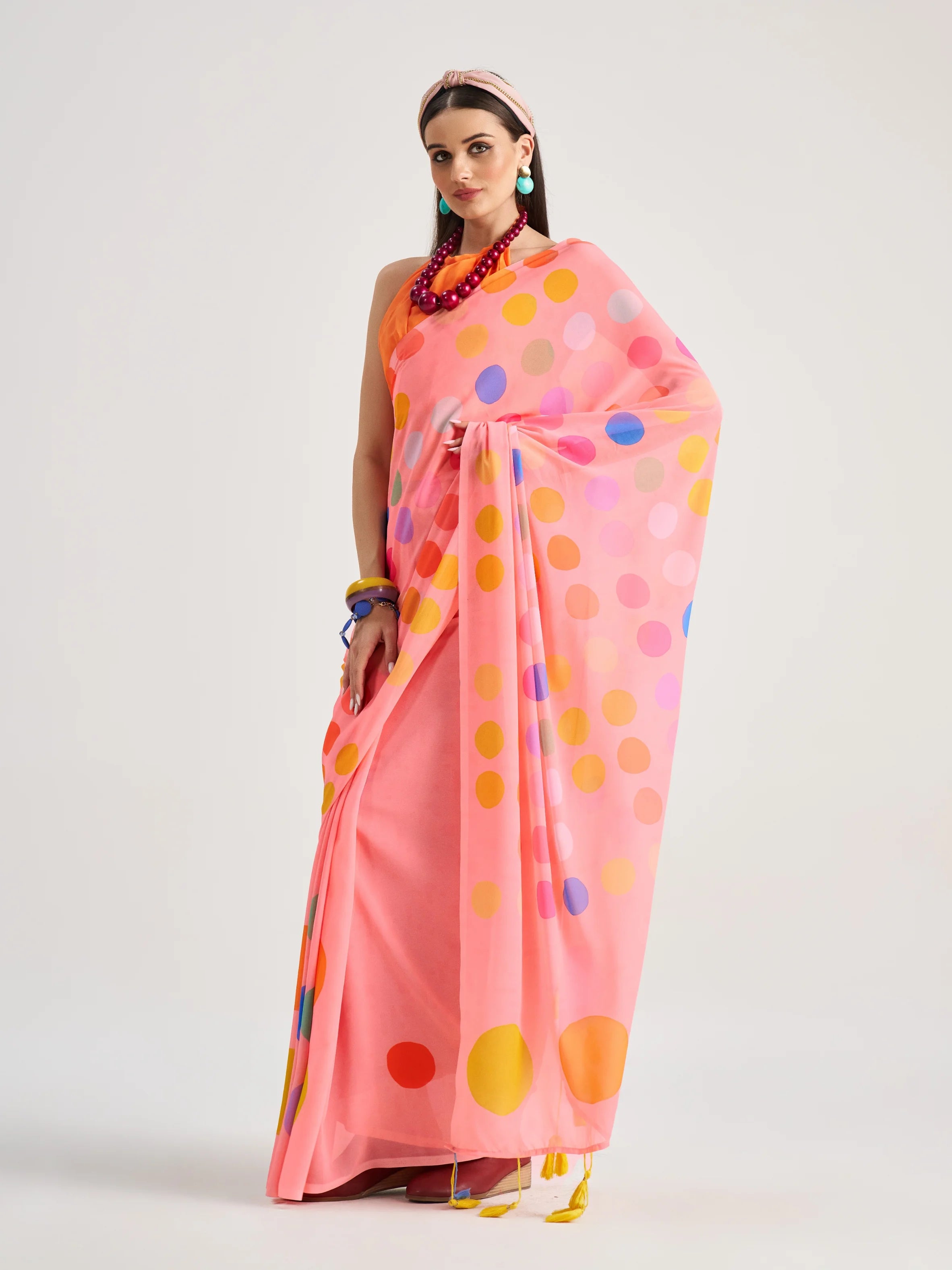 POLKA POPS DIGITAL PRINTED GEORGETTE SAREE WITH BLOUSE