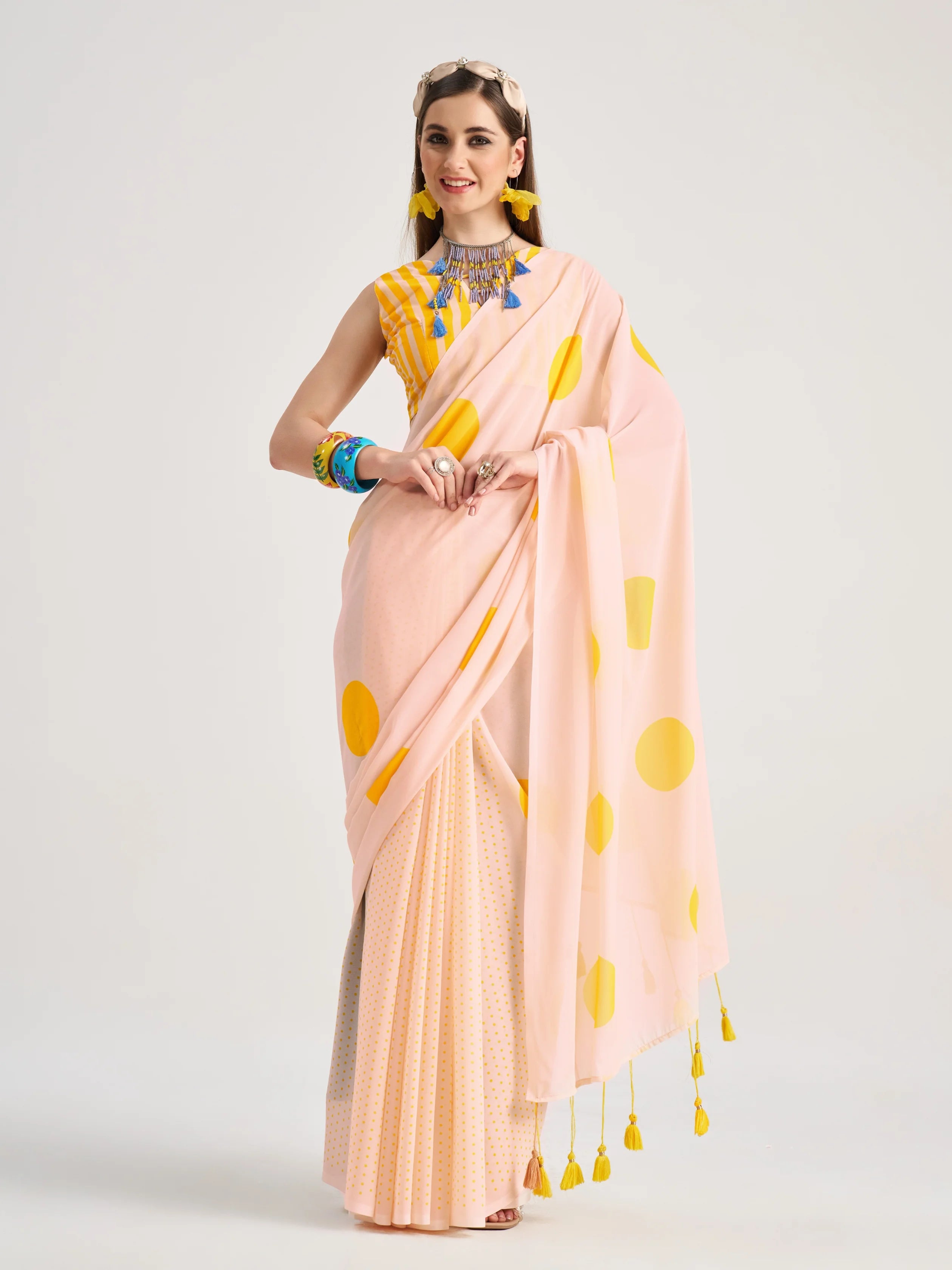 POLKA POPS DIGITAL PRINTED GEORGETTE SAREE WITH BLOUSE