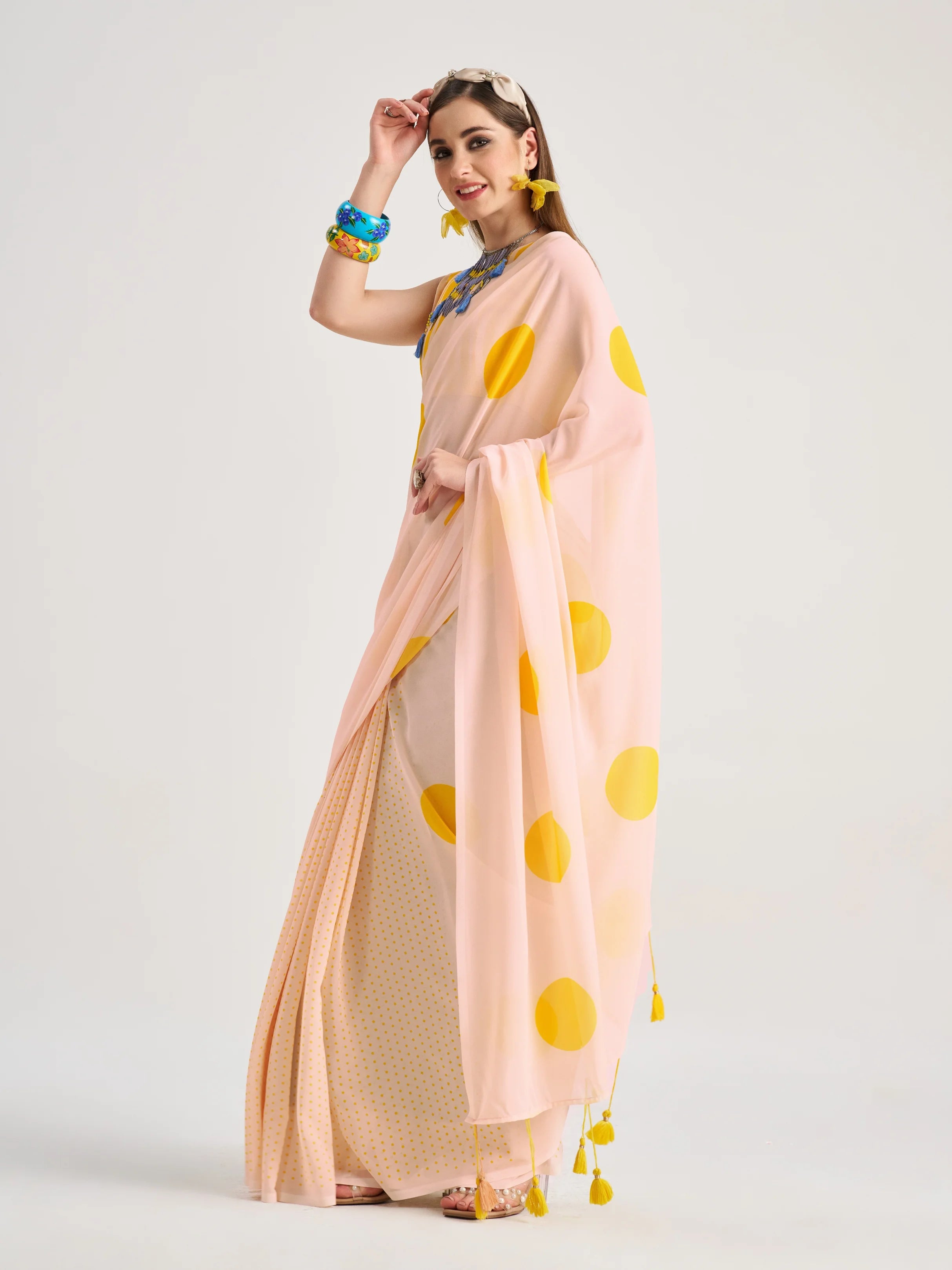 POLKA POPS DIGITAL PRINTED GEORGETTE SAREE WITH BLOUSE