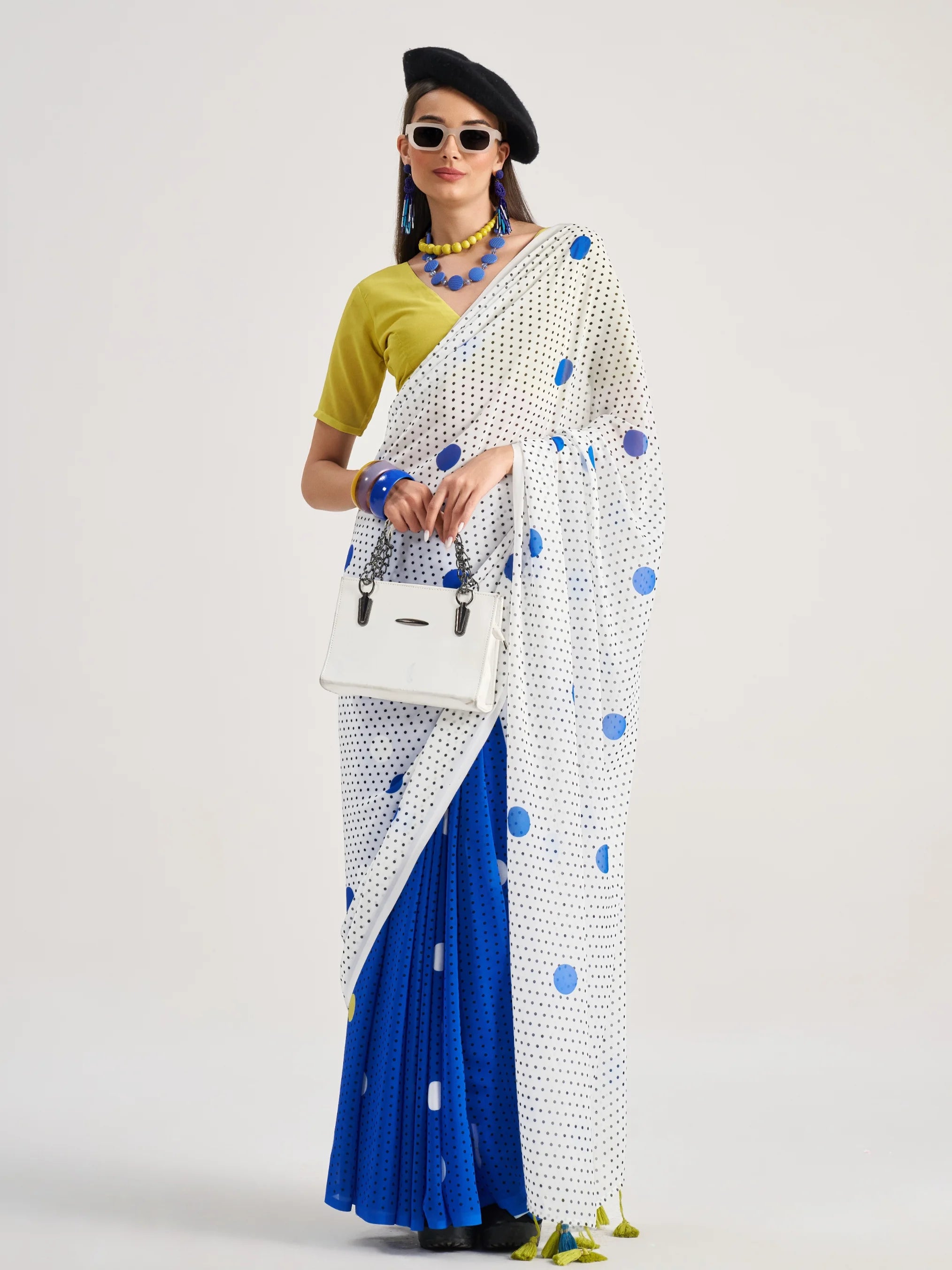 POLKA POPS DIGITAL PRINTED GEORGETTE SAREE WITH BLOUSE