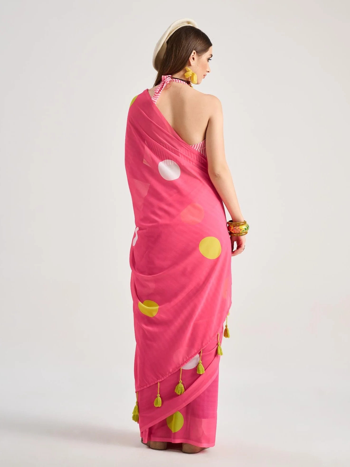 POLKA POPS DIGITAL PRINTED SAREE WITH BLOUSE