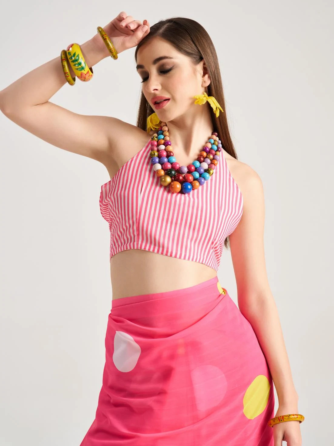 POLKA POPS DIGITAL PRINTED SAREE WITH BLOUSE