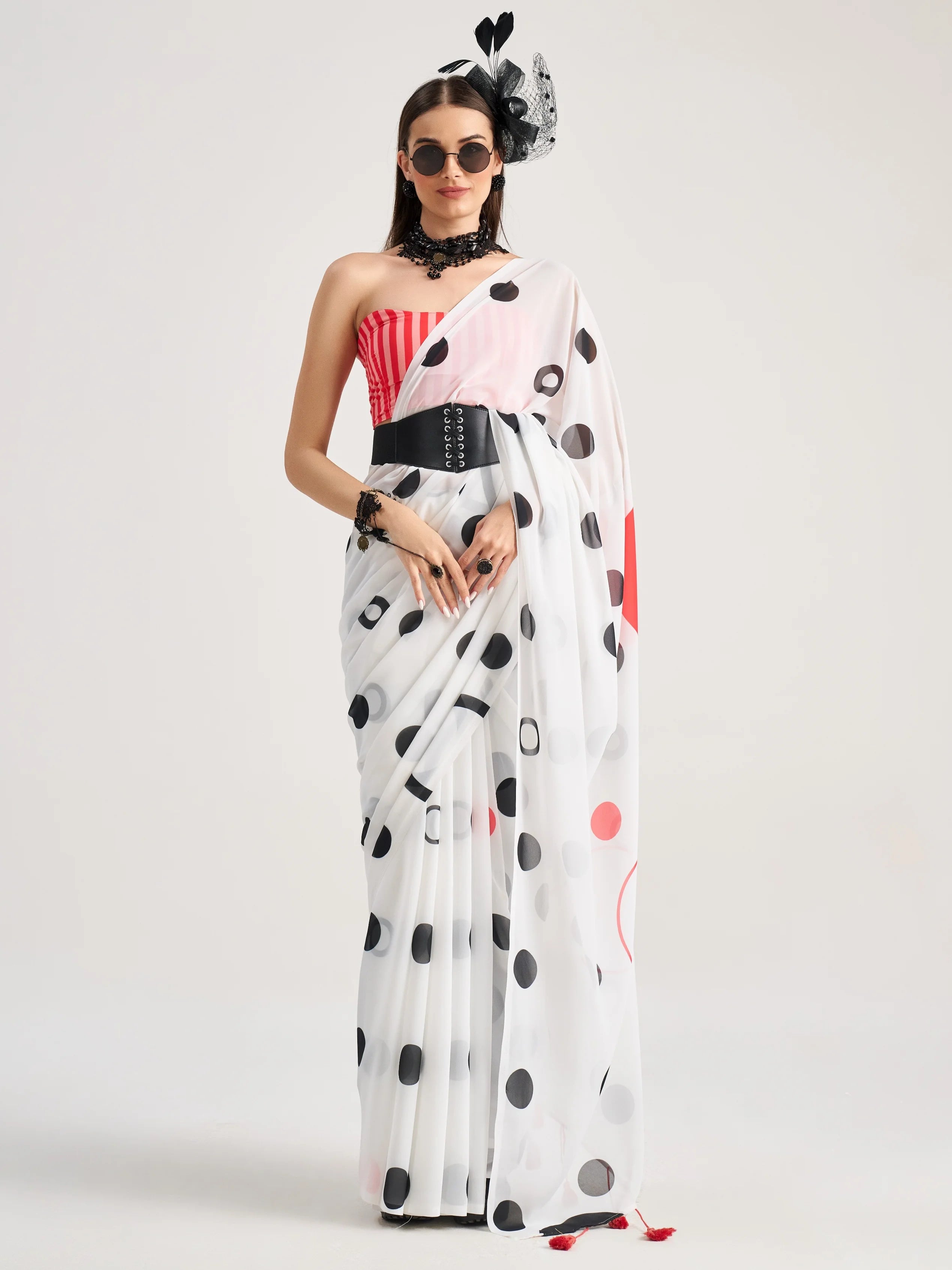 POLKA POPS DIGITAL PRINTED GEORGETTE SAREE WITH BLOUSE