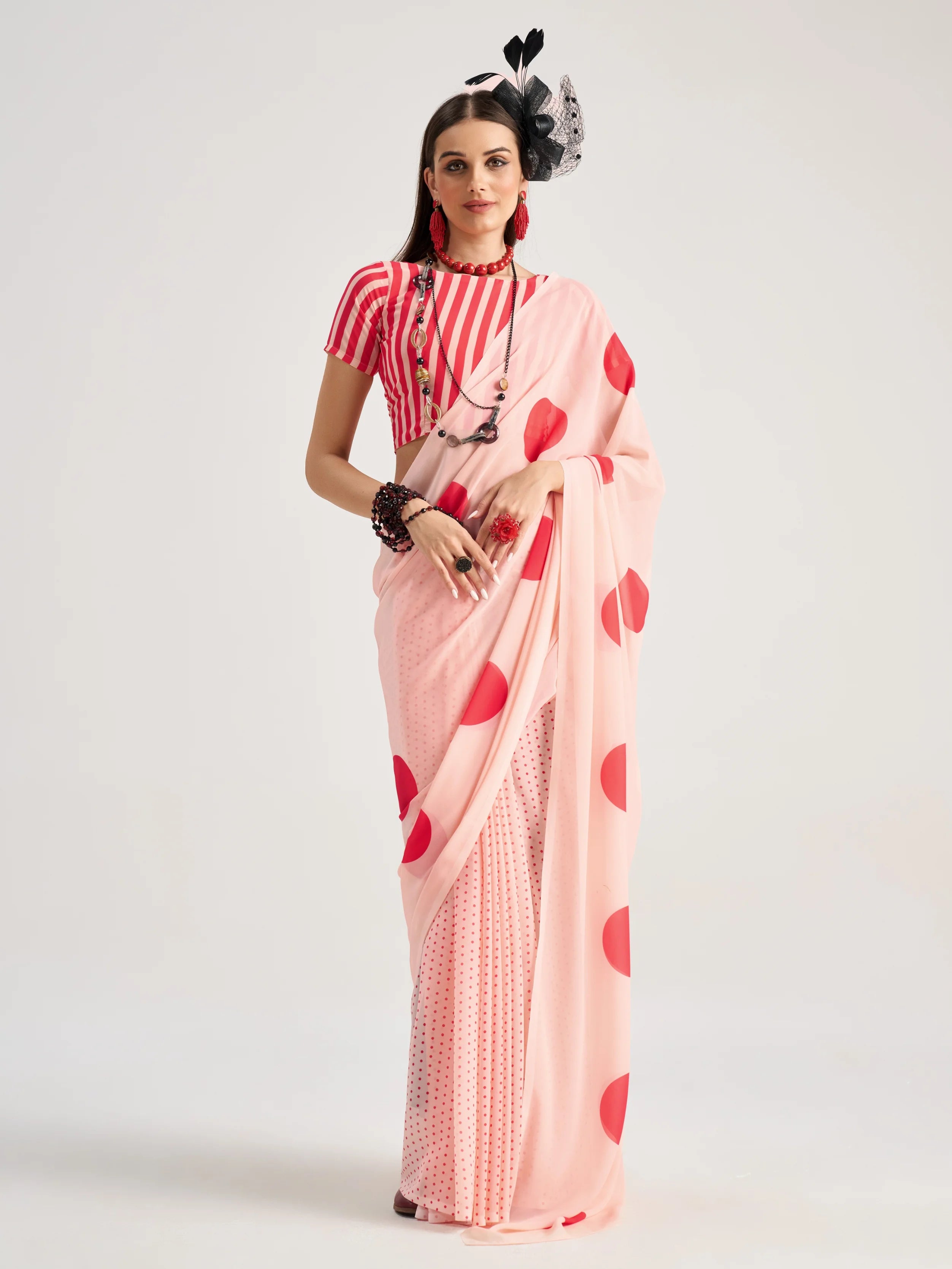 POLKA POPS DIGITAL PRINTED GEORGETTE SAREE WITH BLOUSE