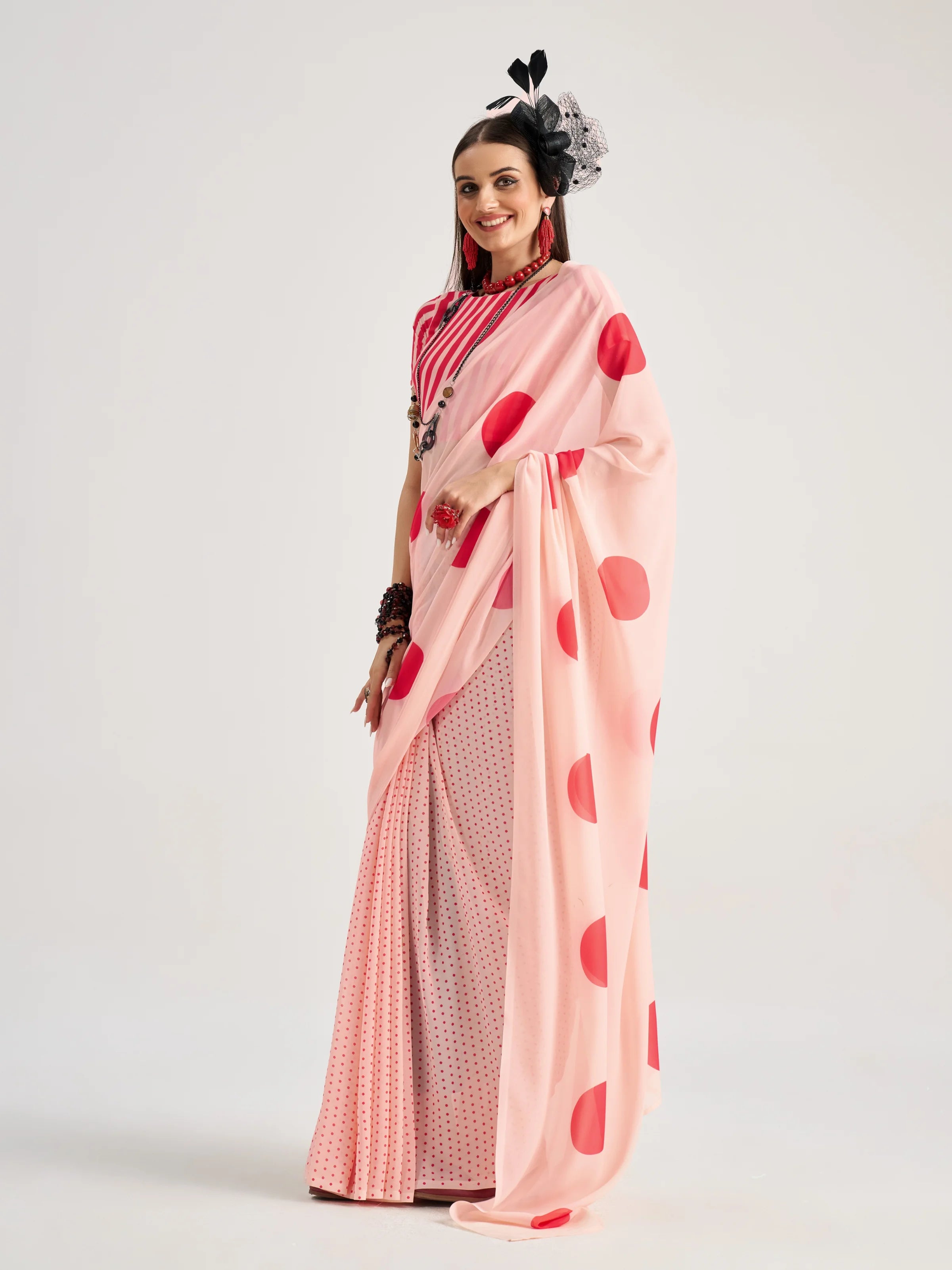 POLKA POPS DIGITAL PRINTED GEORGETTE SAREE WITH BLOUSE